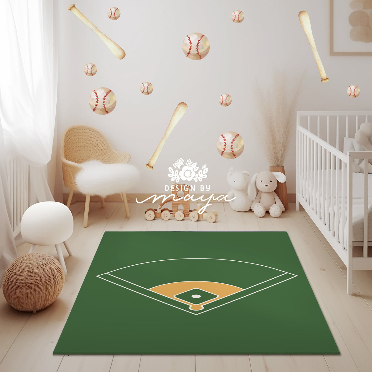 Ice Hockey Rink Playroom Rug / World Map Area Rug