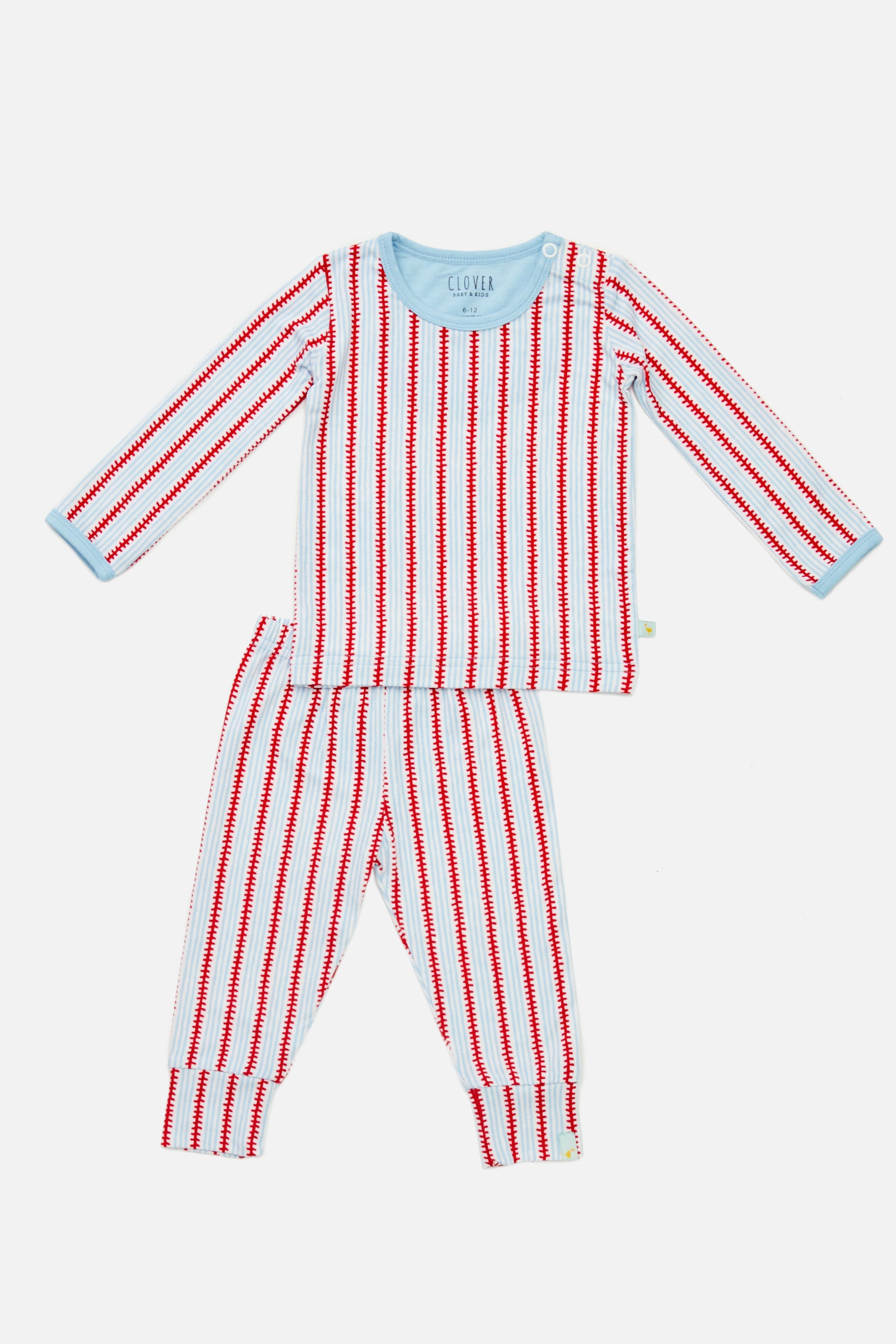 Long Sleeve Pajama Set - Baseball Stripes