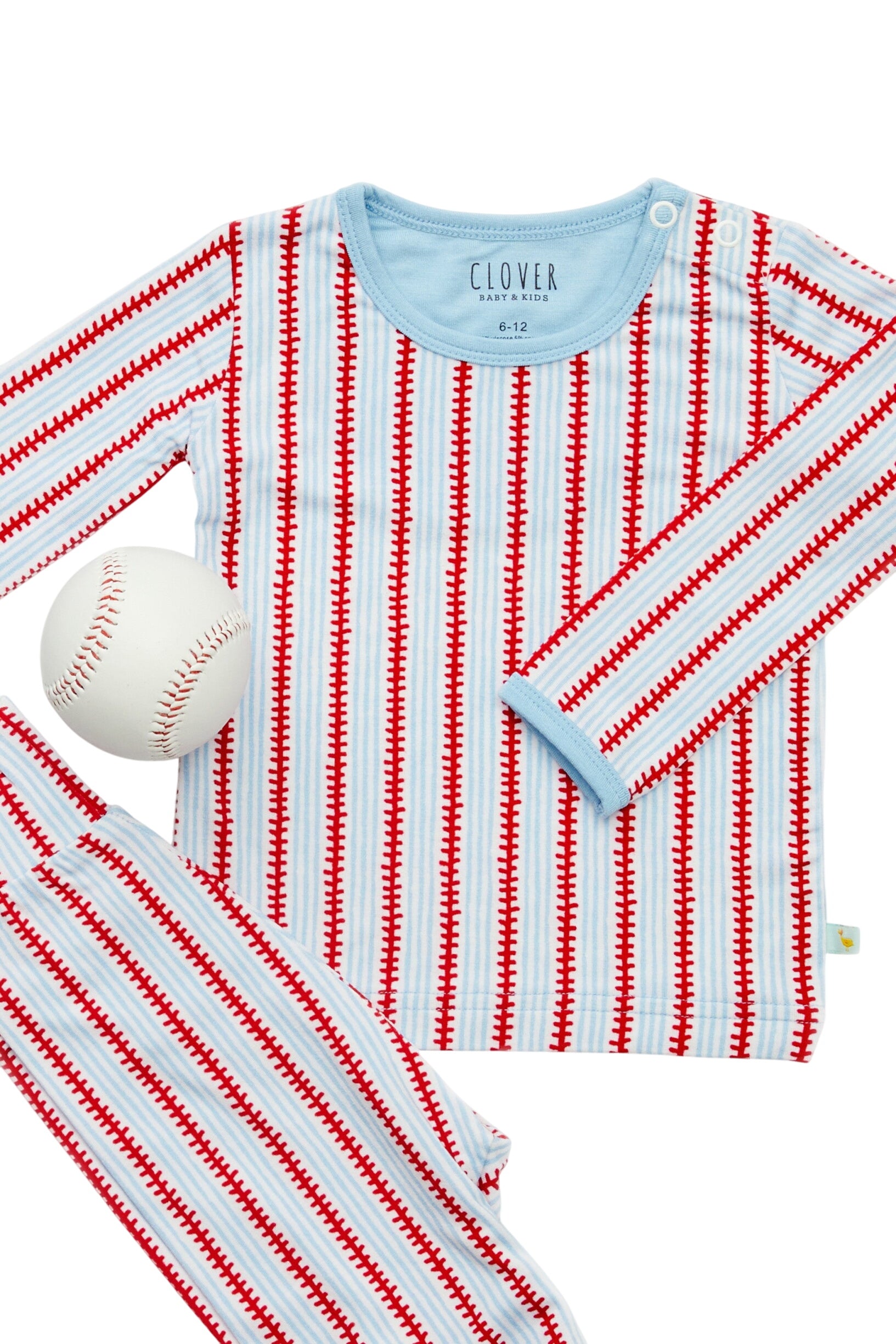 Long Sleeve Pajama Set - Baseball Stripes