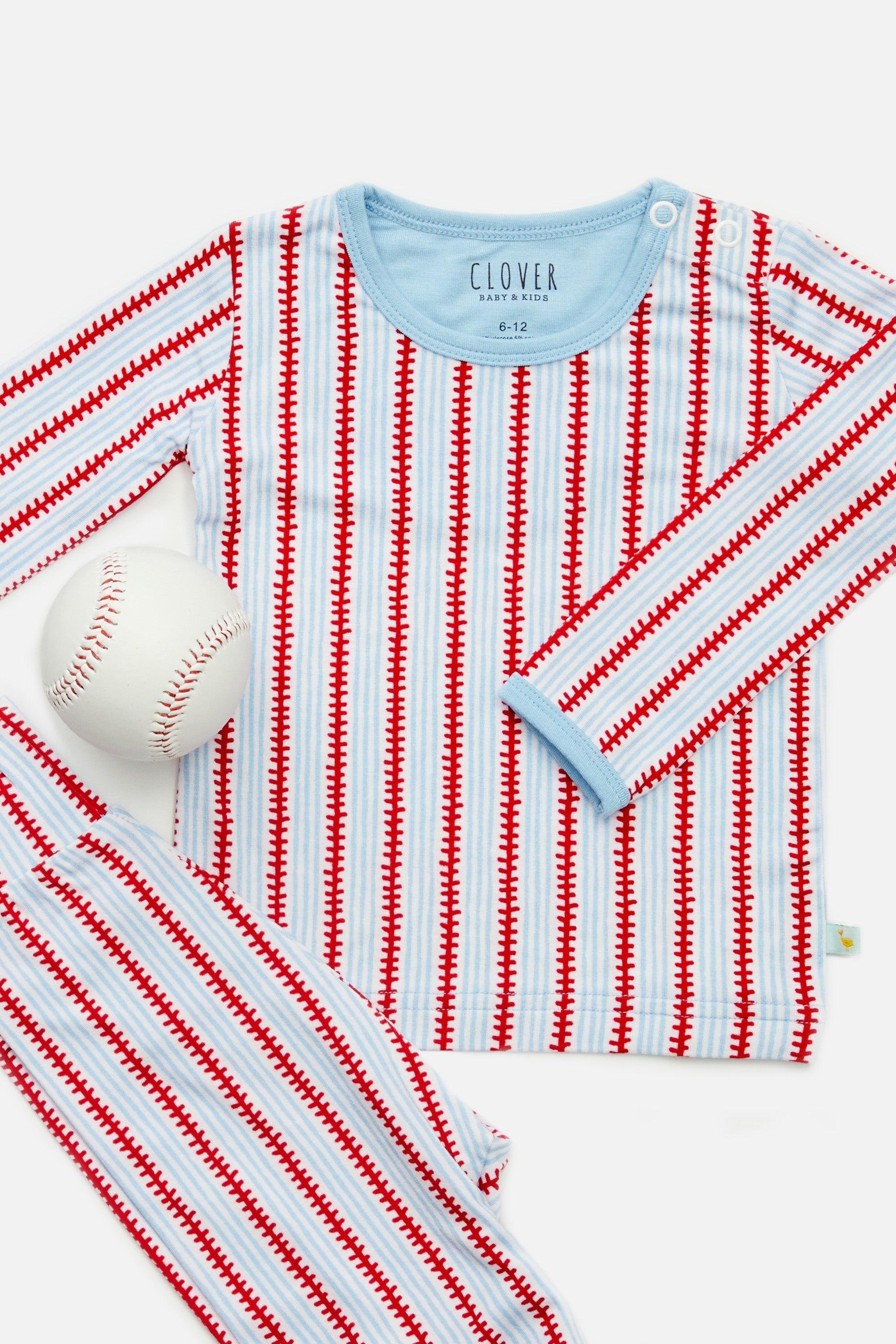 Long Sleeve Pajama Set - Baseball Stripes