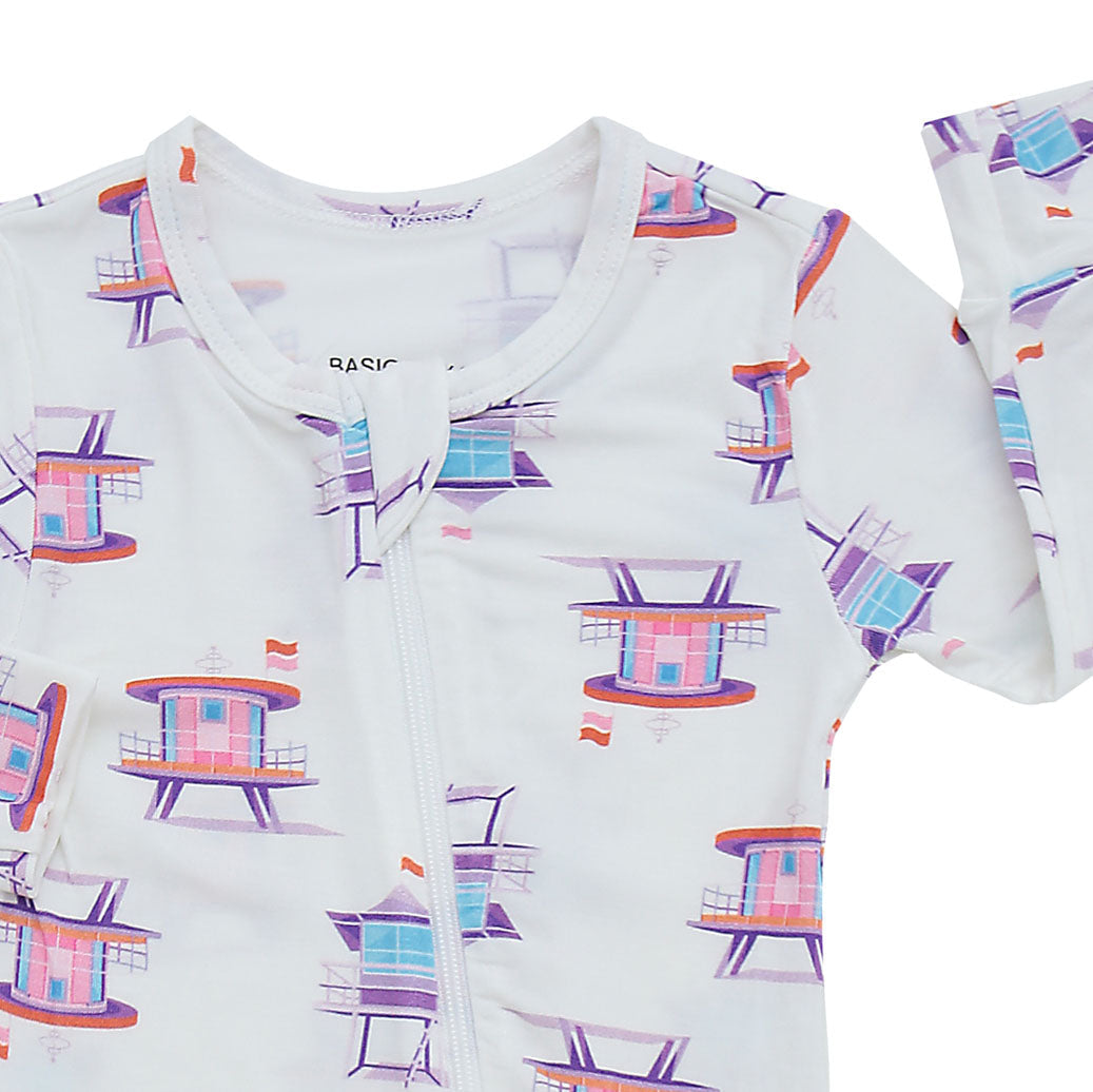 Miami Beach Watch Pink Zippered Romper