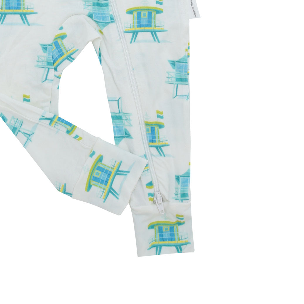 Miami Beach Watch Blue Zippered Romper