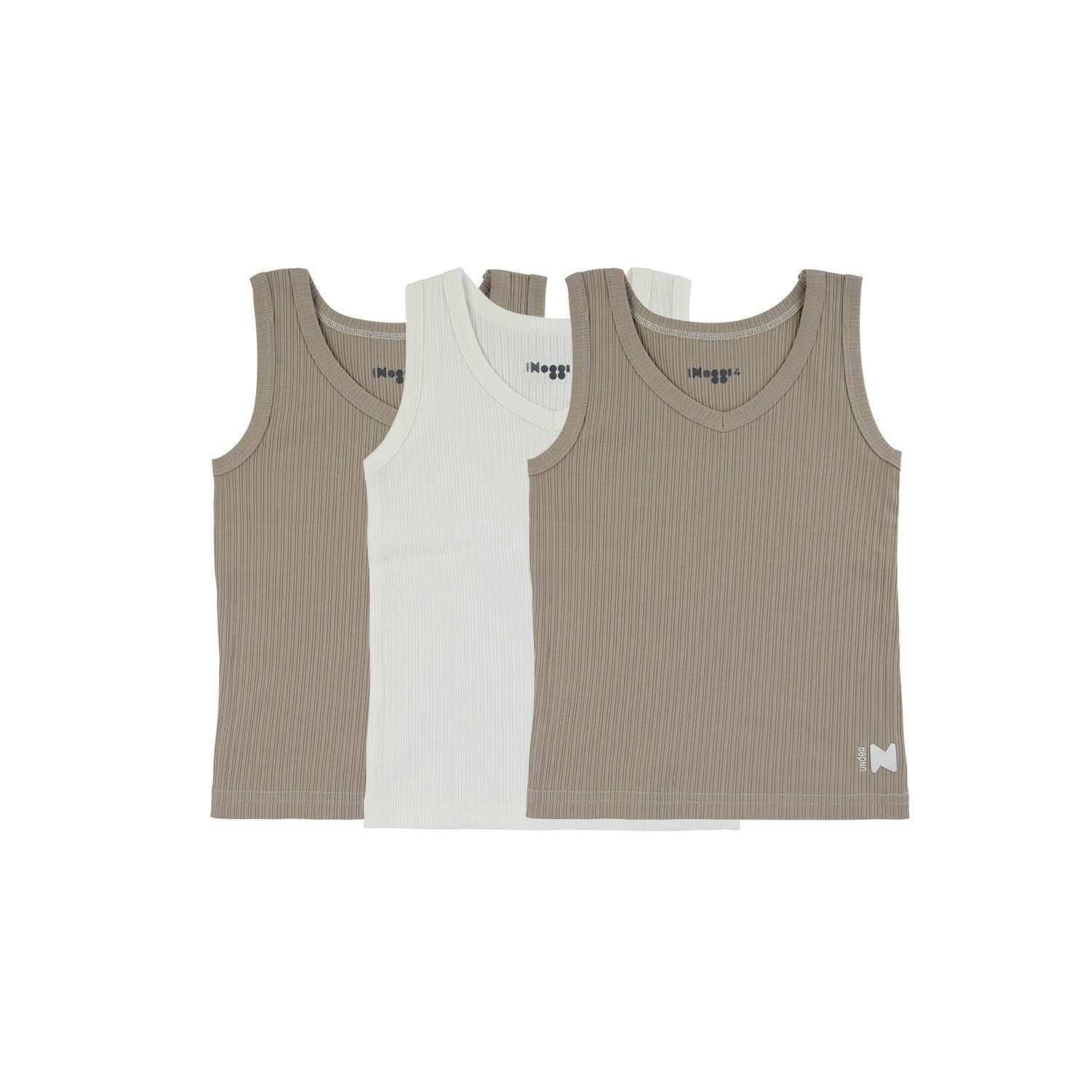 Ribbed Taupe + White (3 Tanks)