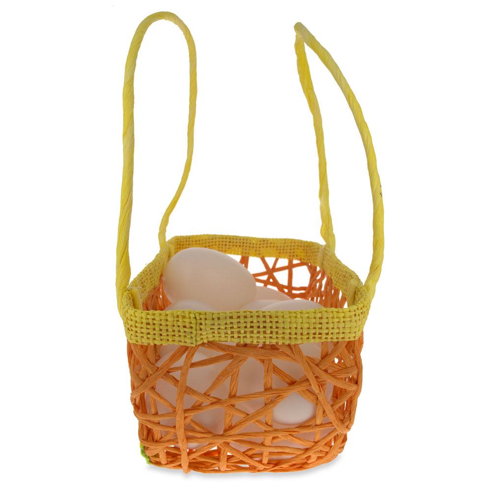 Set Of 2 Easter Baskets With White Bunny And Flowers