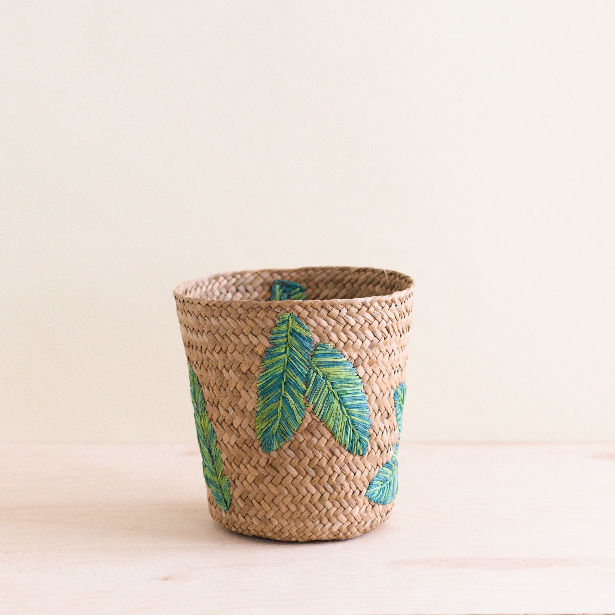 Banana Leaf Embroidery Soft Woven Basket - Plant Baskets | Likhâ