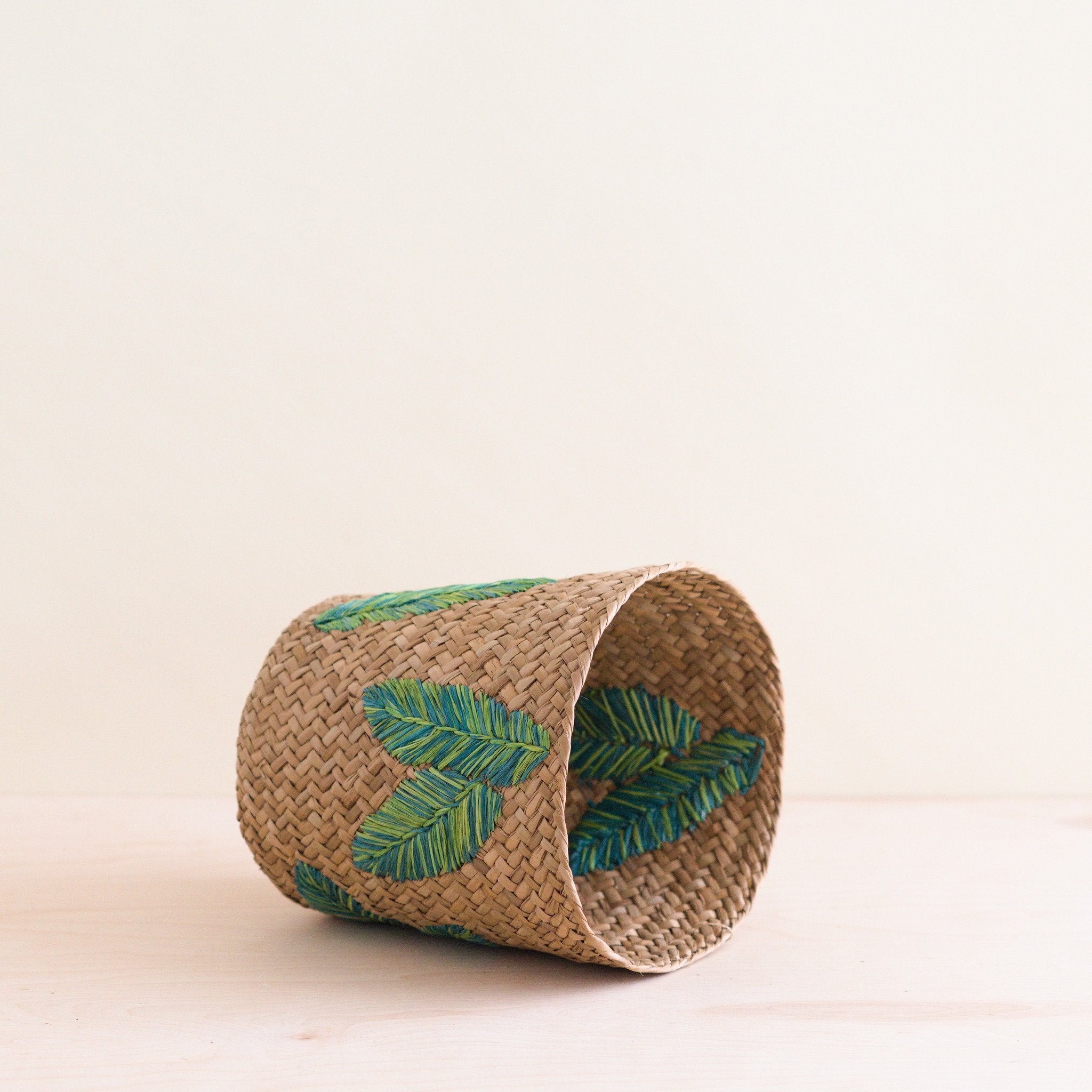 Banana Leaf Embroidery Soft Woven Basket - Plant Baskets | Likhâ