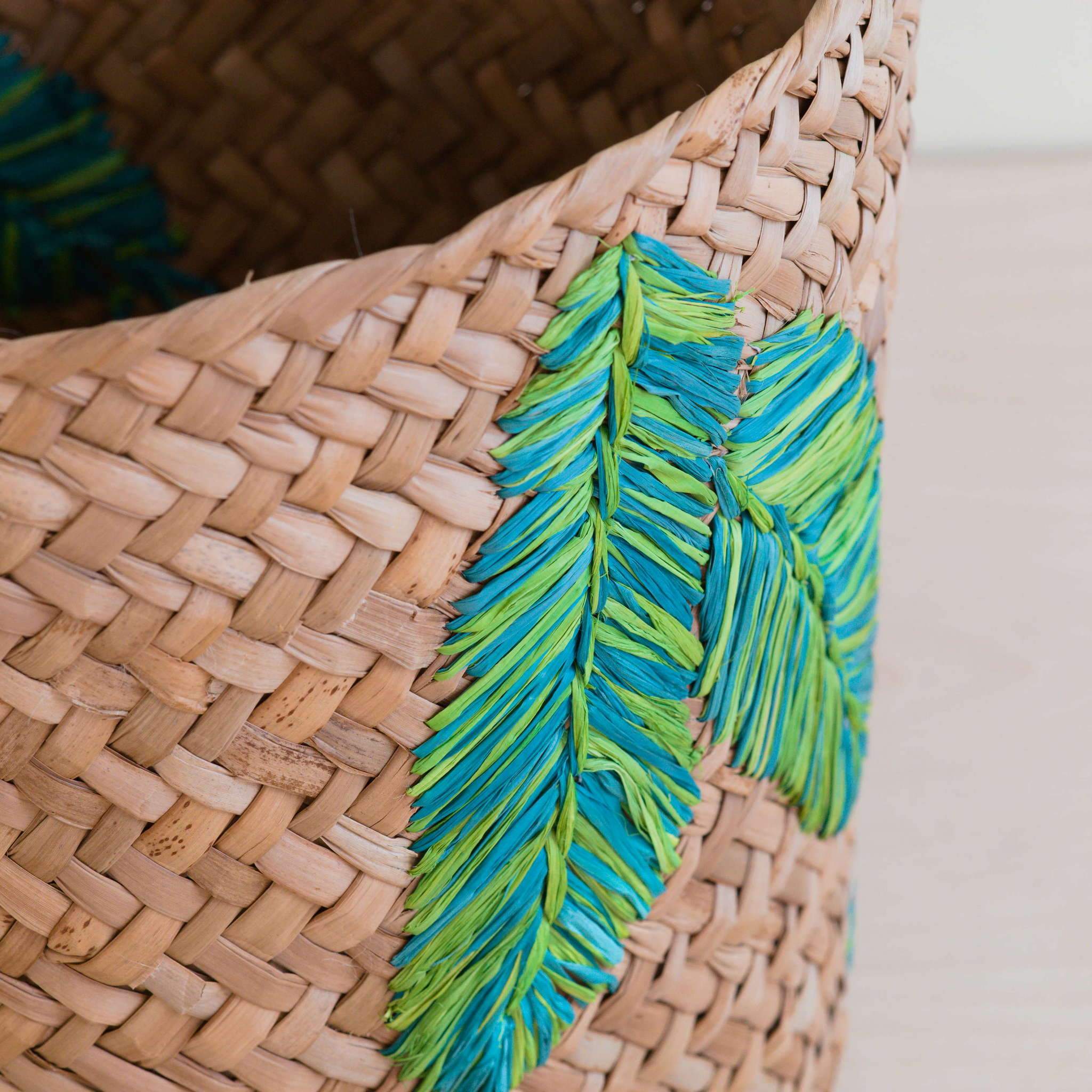 Banana Leaf Embroidery Soft Woven Basket - Plant Baskets | Likhâ
