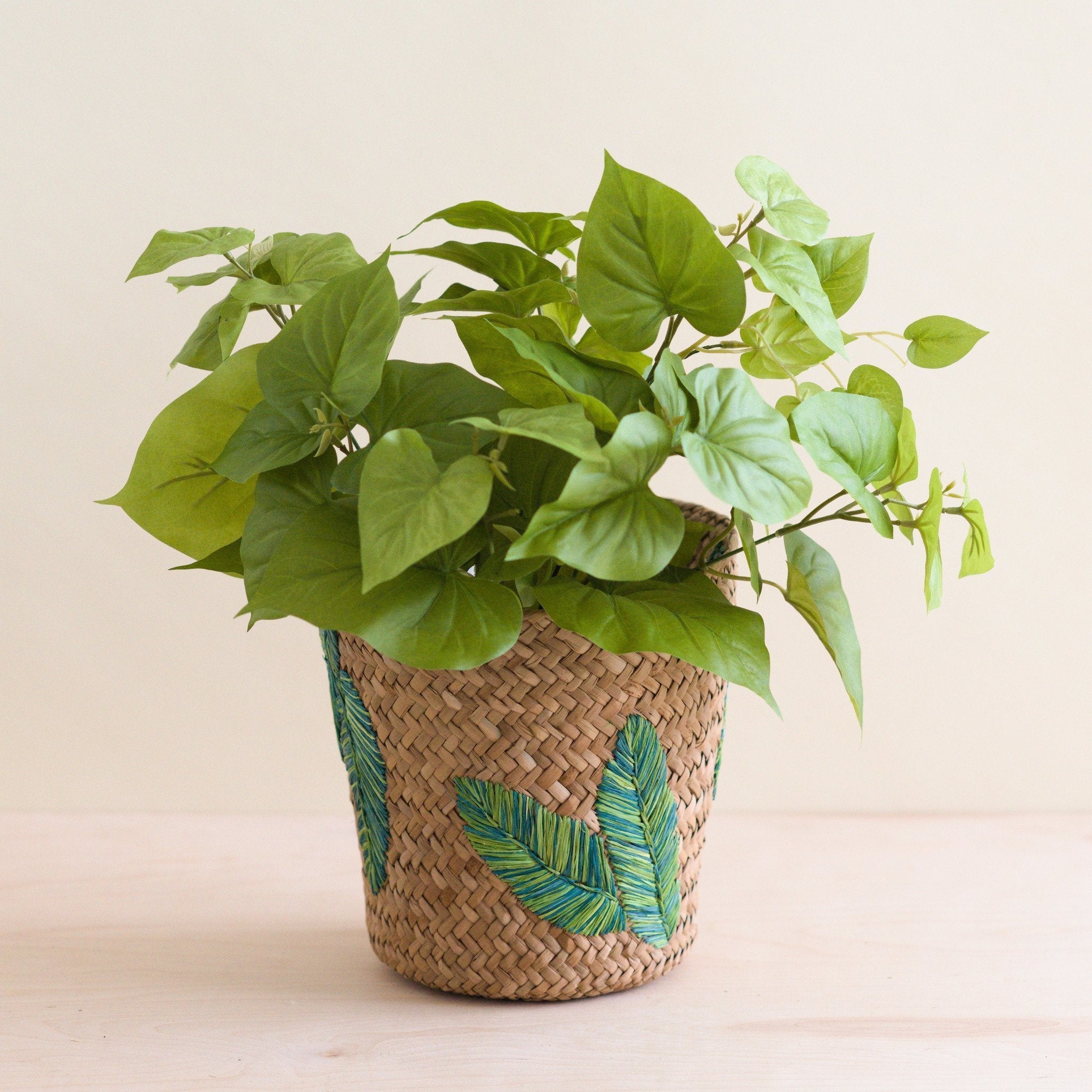 Banana Leaf Embroidery Soft Woven Basket - Plant Baskets | Likhâ