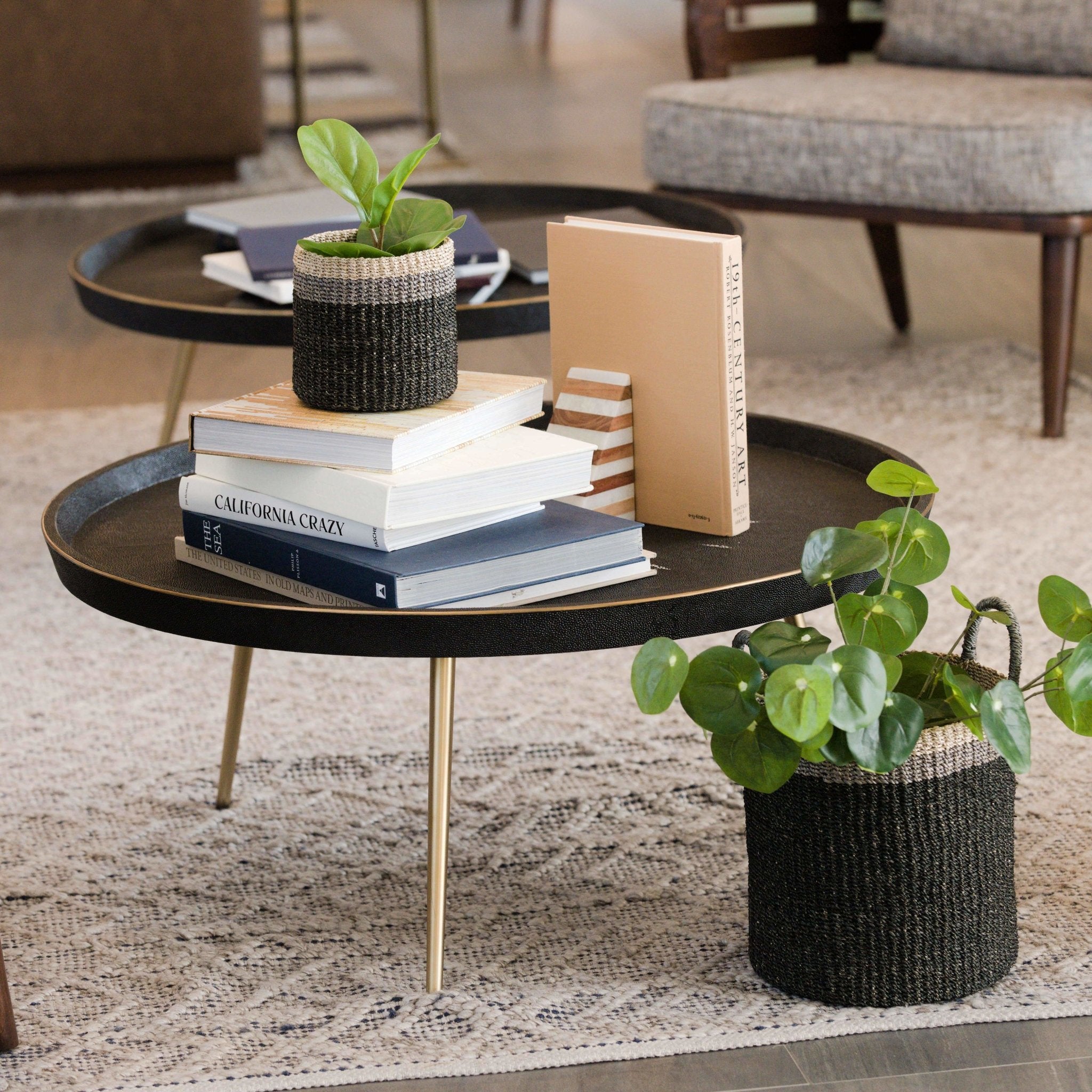 Black Floor Basket With Handle - Storage Baskets | Likhâ