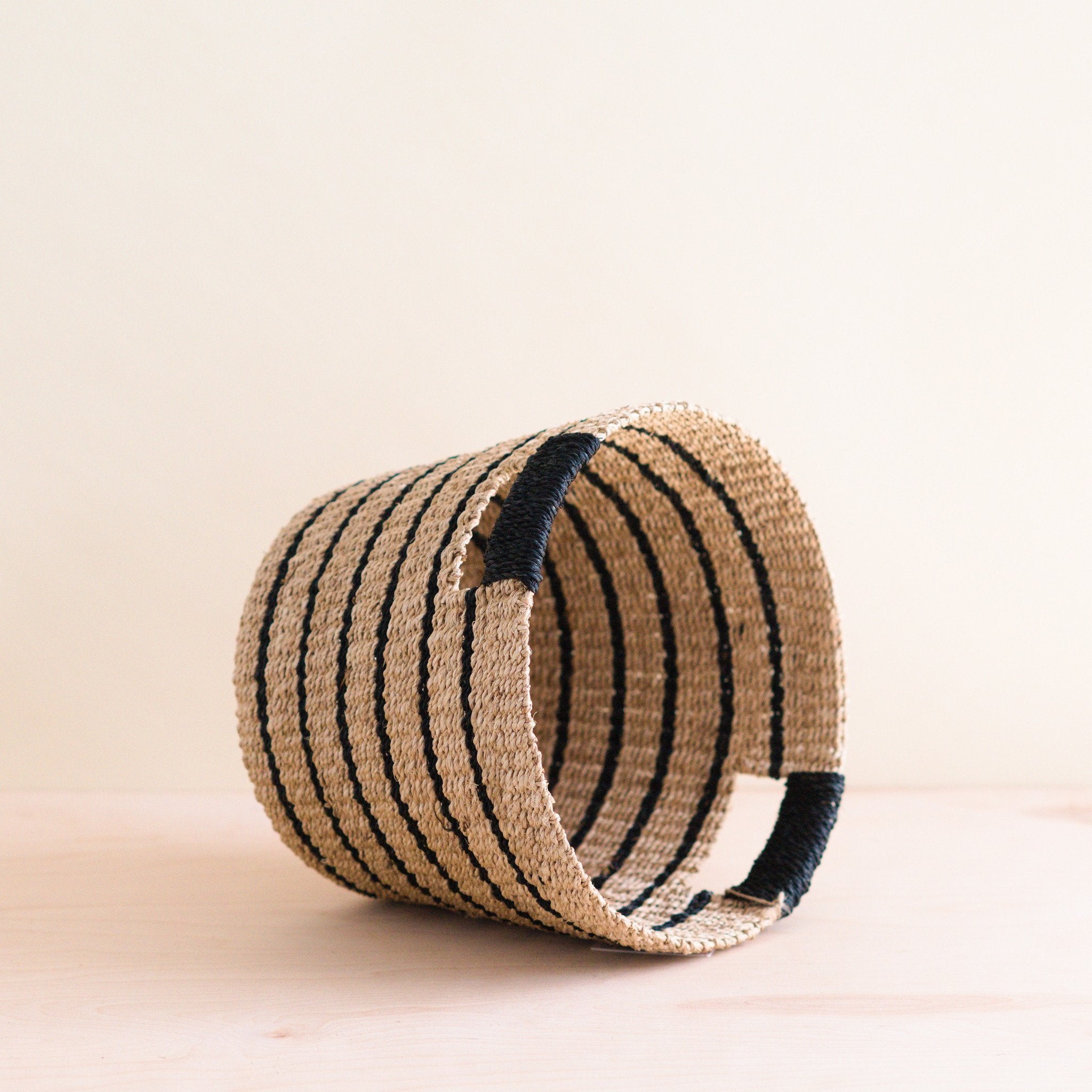 Black + Natural Striped Tapered Basket - Modern Baskets | Likhâ