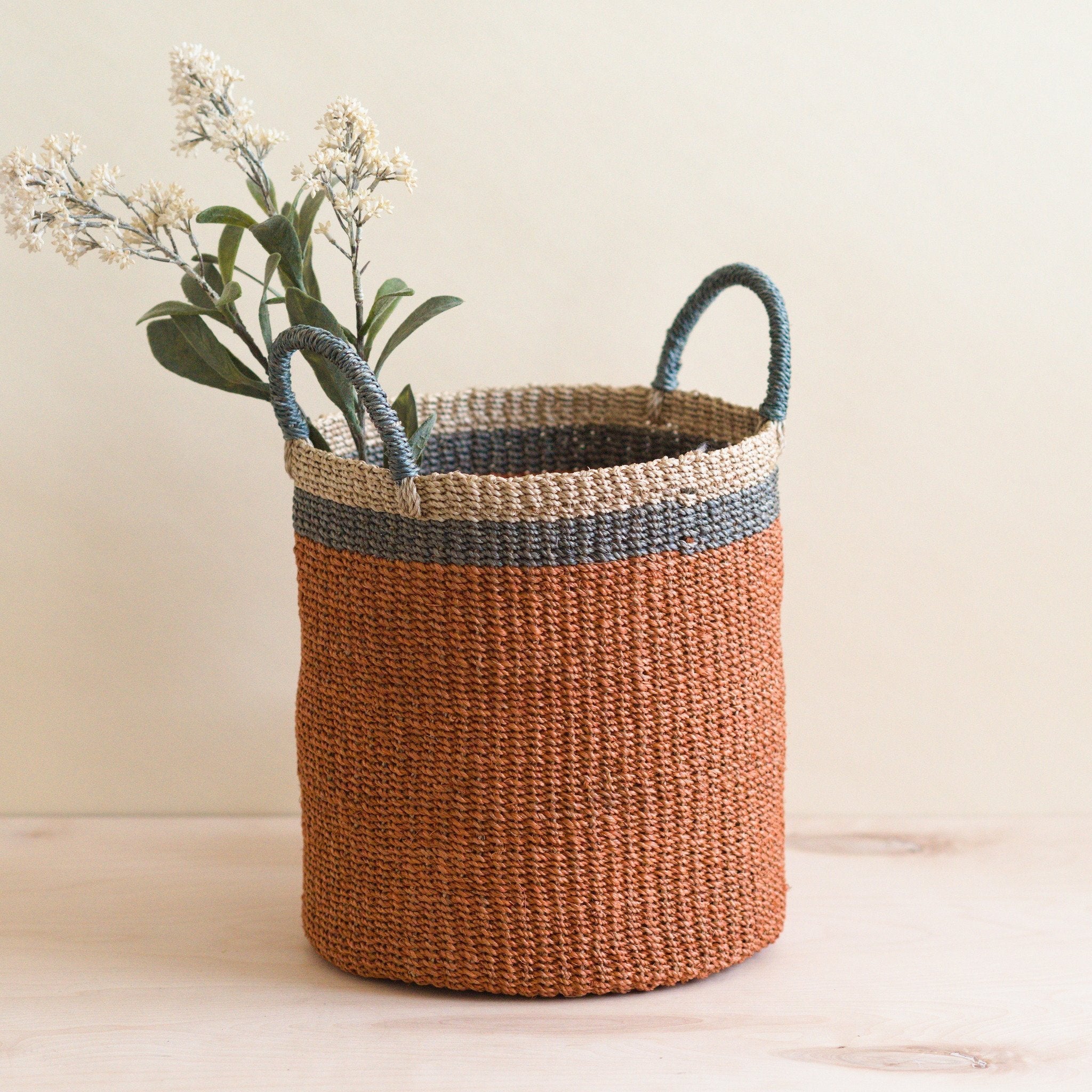 Coral Floor Basket With Handle - Floor Baskets | Likhâ