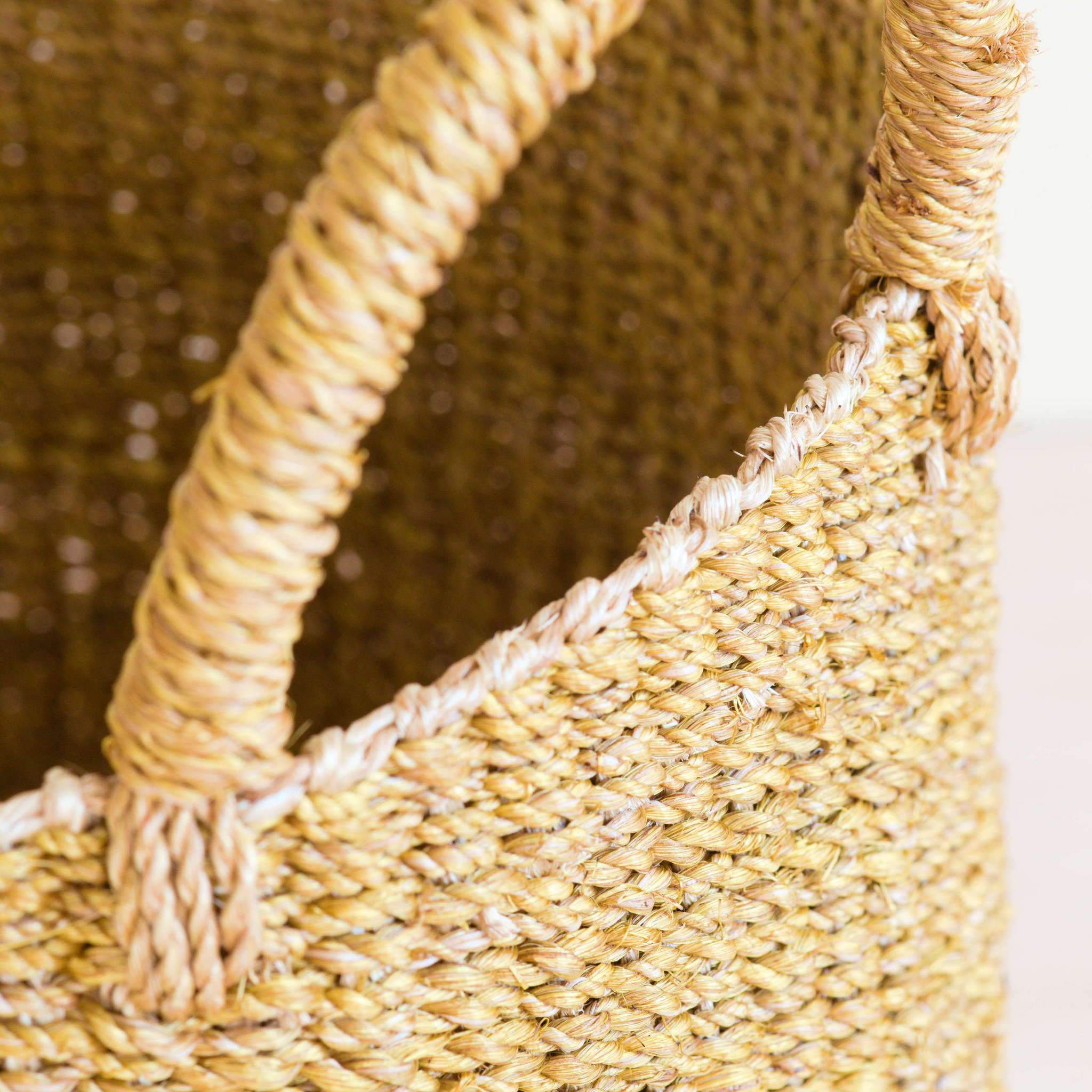Mustard Floor Basket With Handle - Natural Baskets | Likhâ