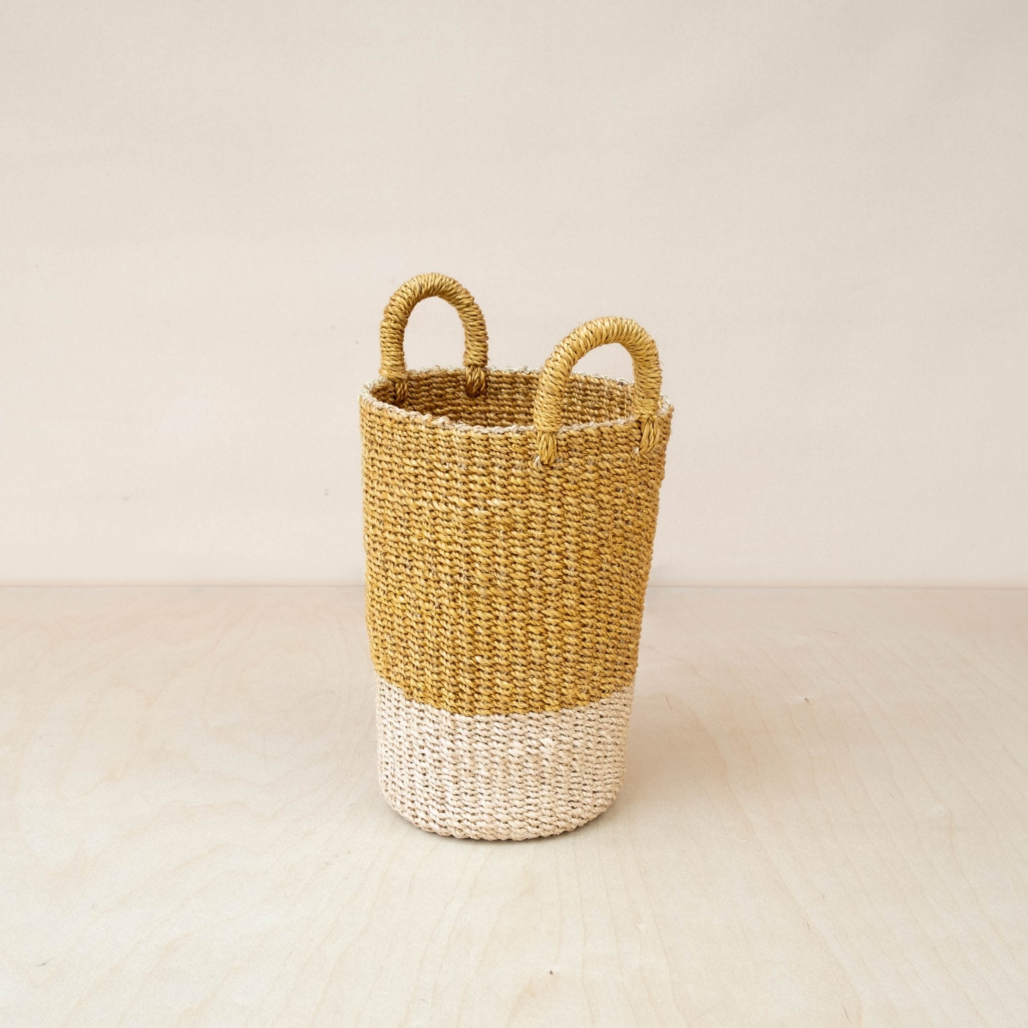 Mustard Tall Woven Basket Vase - Wicker Basket | Likhâ