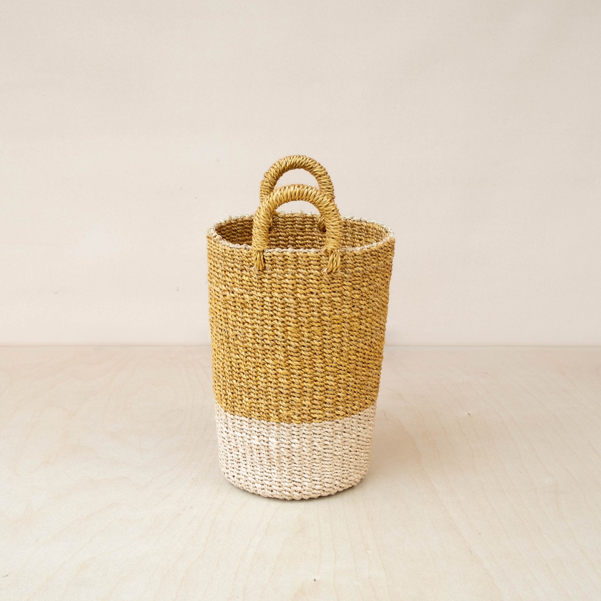 Mustard Tall Woven Basket Vase - Wicker Basket | Likhâ