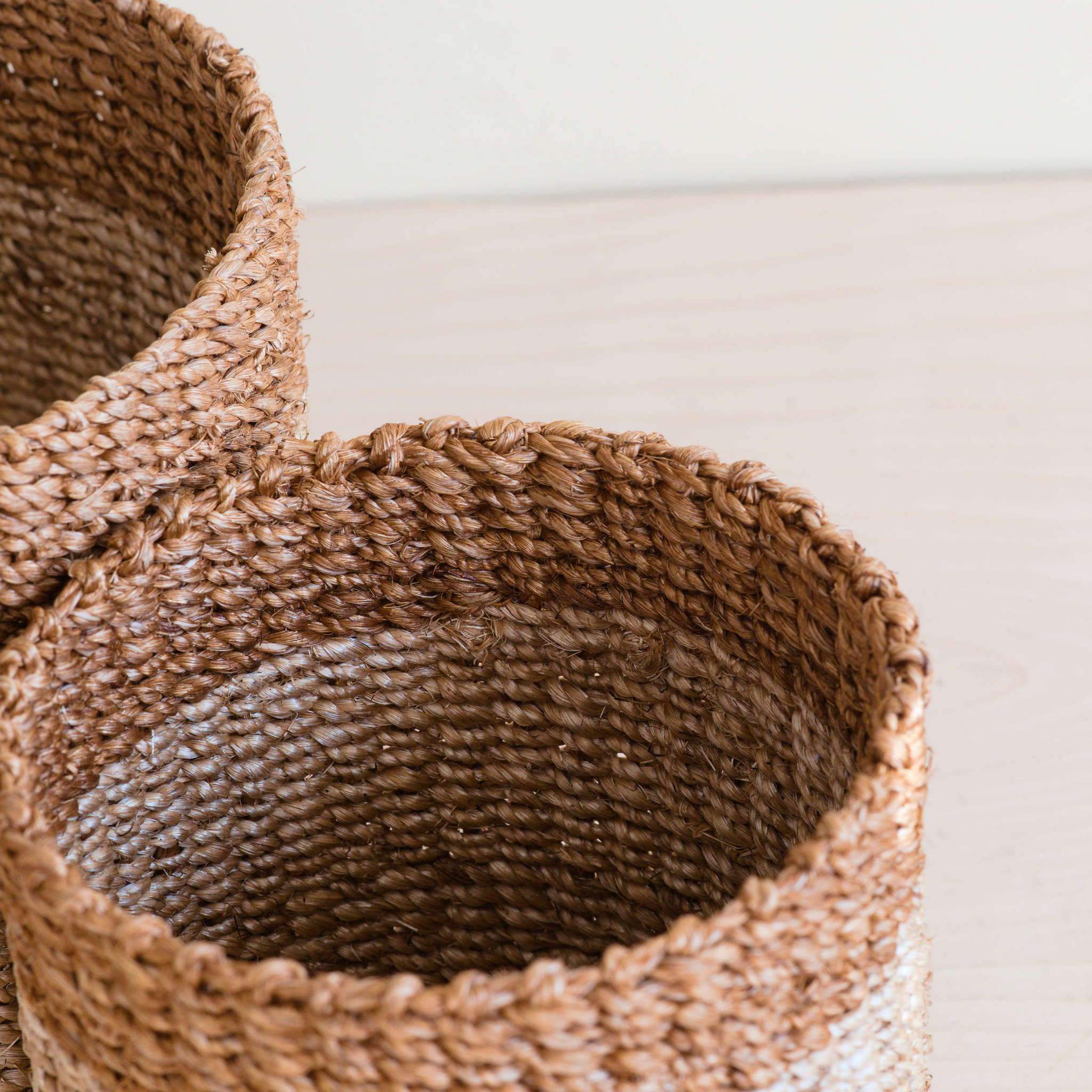 Natural + Brown Tabletop Bins Set Of 2 - Wicker Baskets | Likhâ