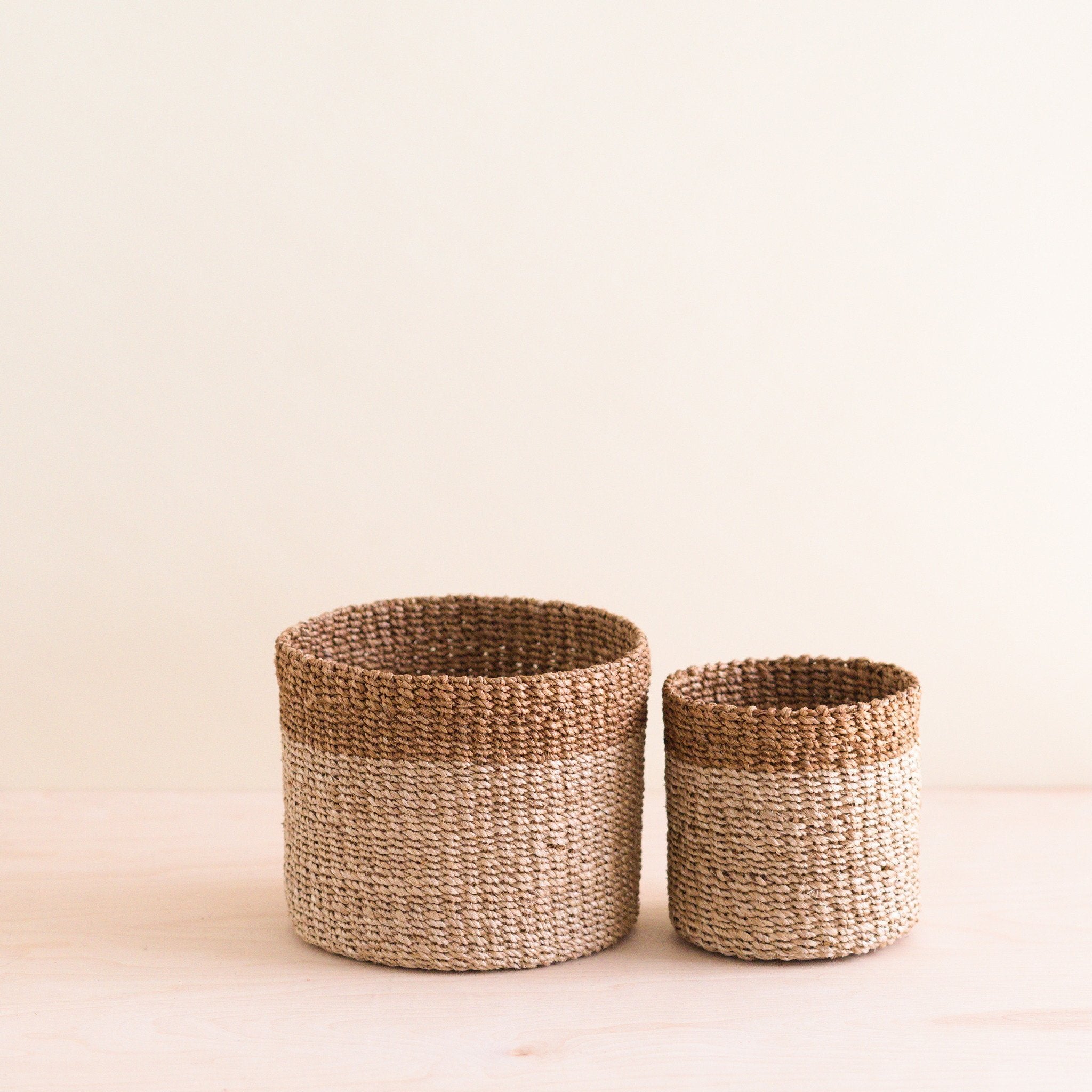 Natural + Brown Tabletop Bins Set Of 2 - Wicker Baskets | Likhâ
