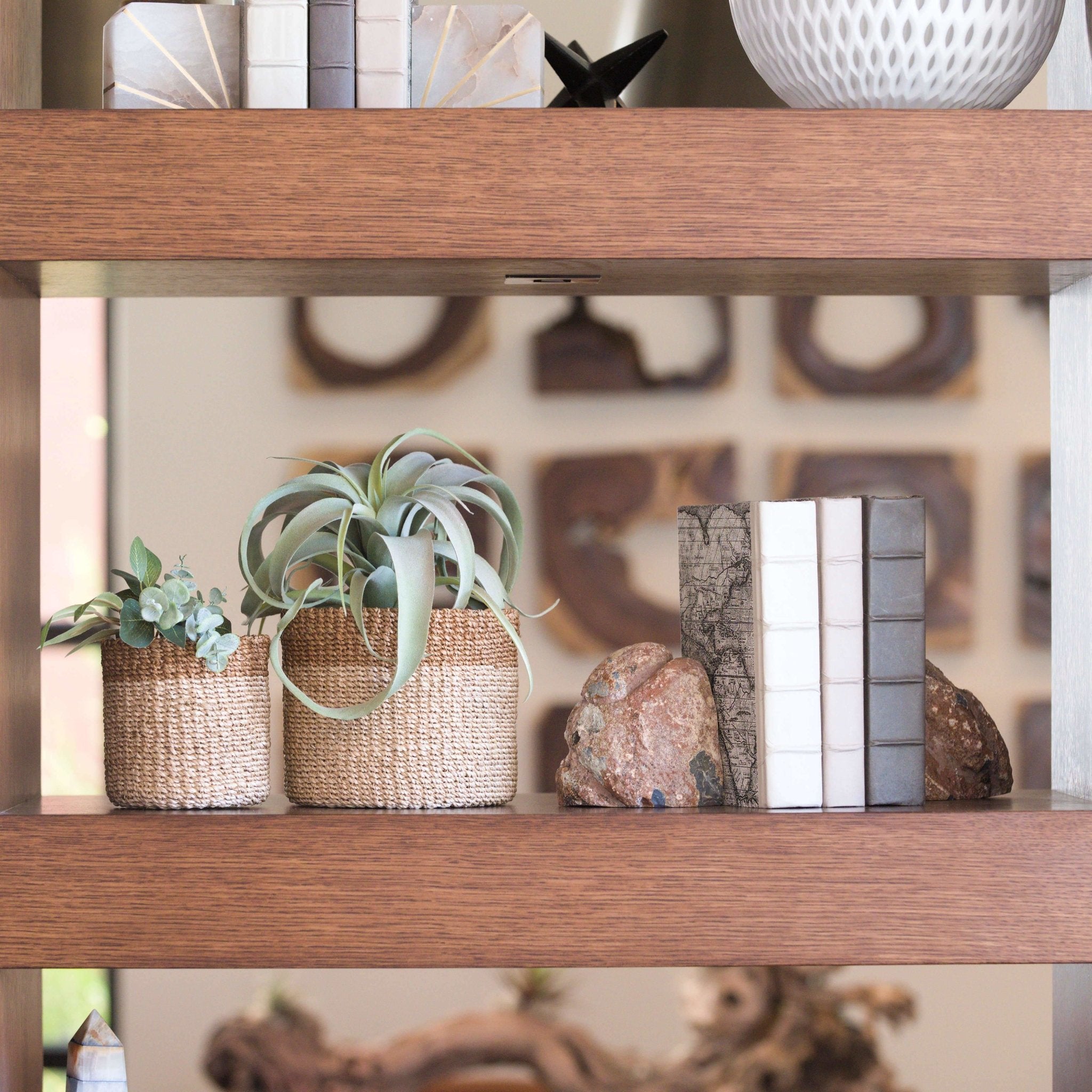 Natural + Brown Tabletop Bins Set Of 2 - Wicker Baskets | Likhâ