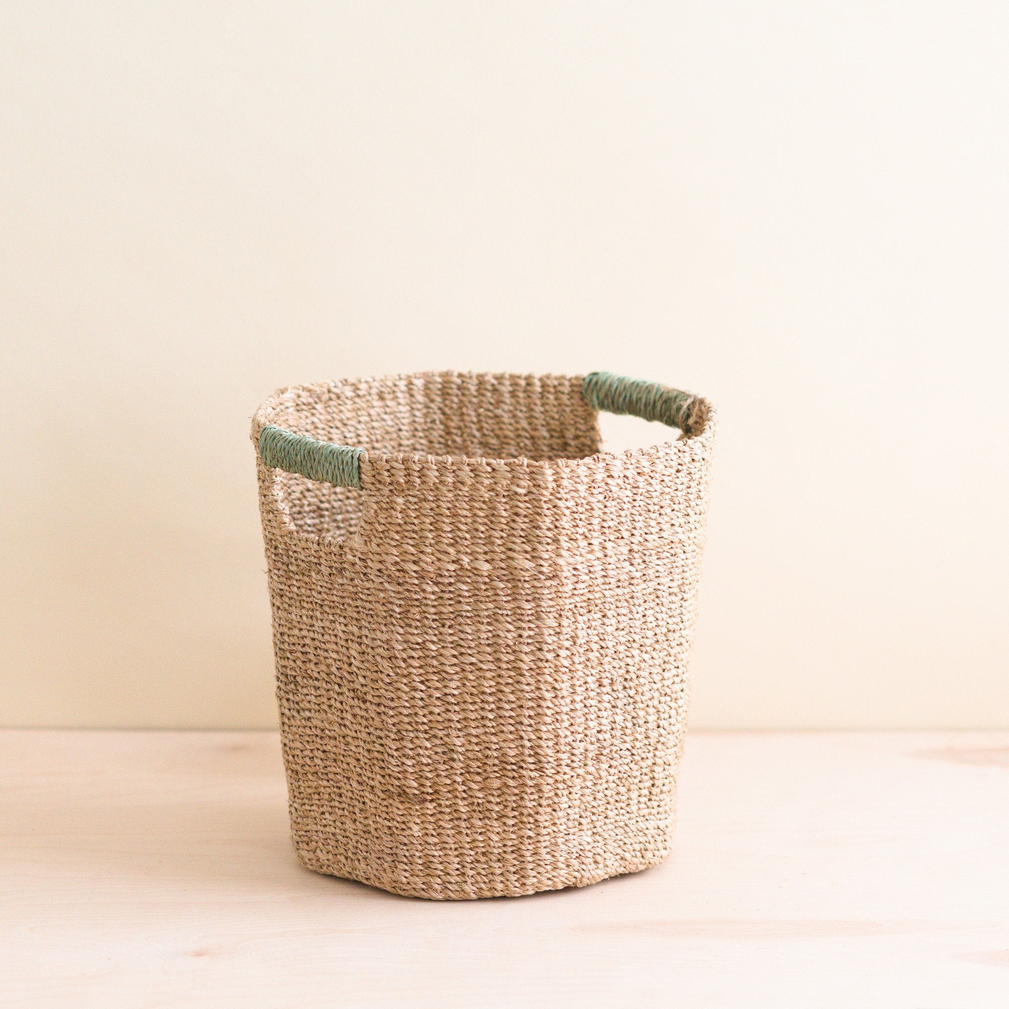 Natural Octagon Basket With Sage Handle - Octagon Basket | Likhâ