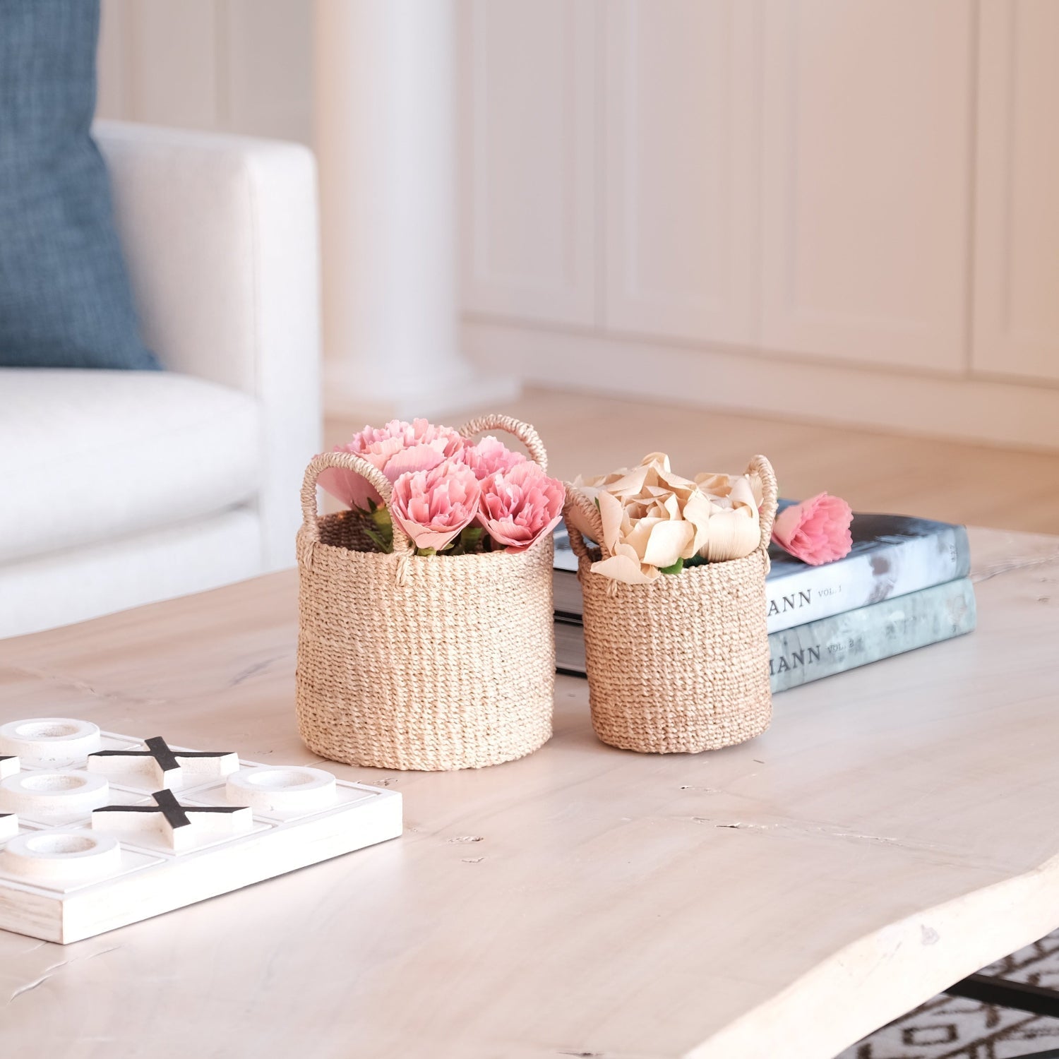 Natural Tabletop Mini Basket With Handle Set Of 2 - Weave Baskets | Likhâ