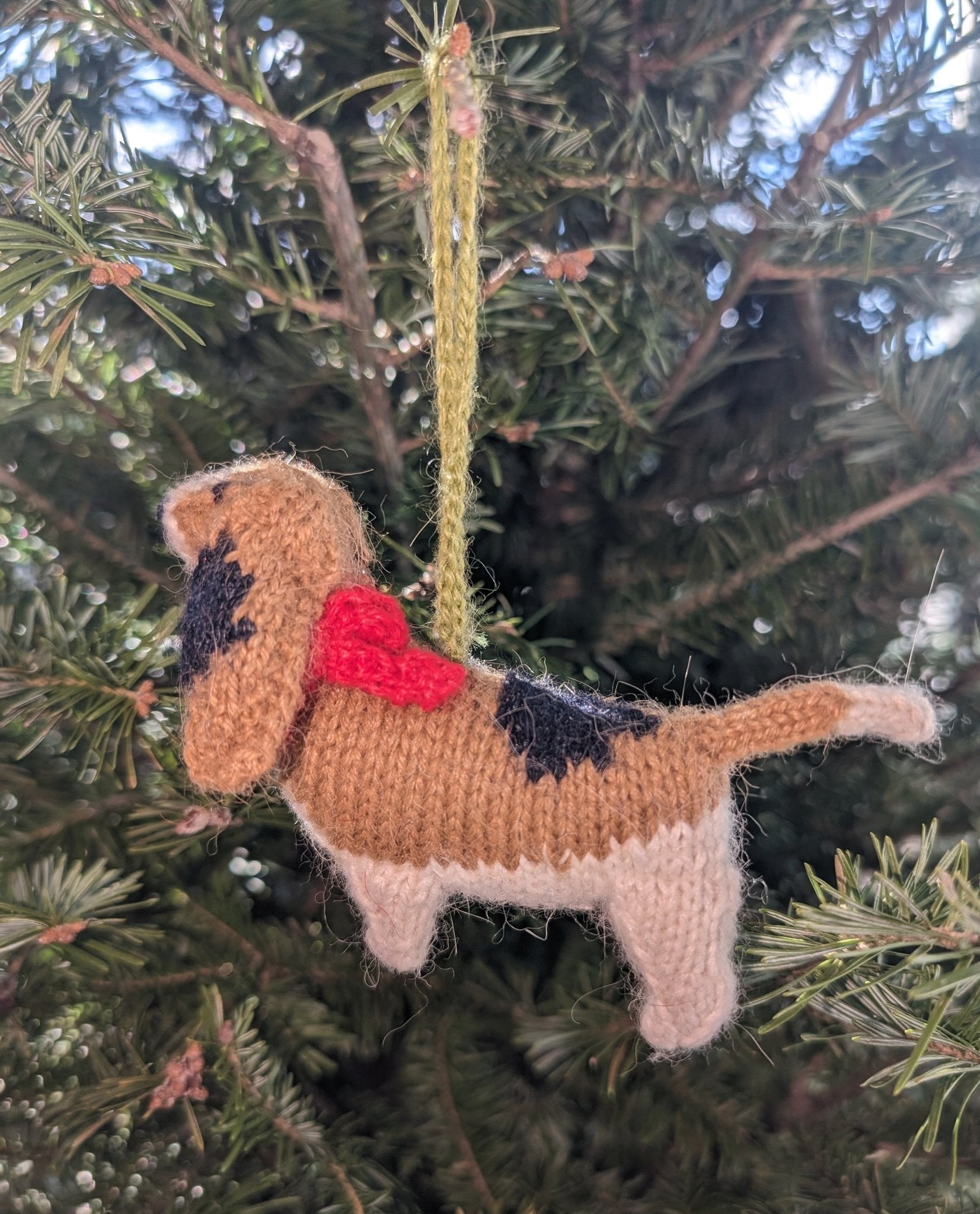 Basset Hound Hand Knit Christmas Ornament