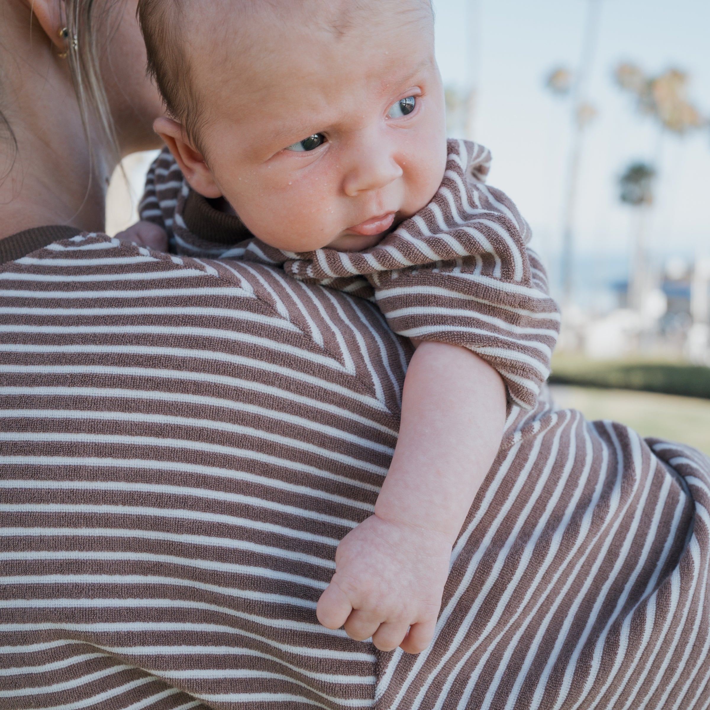 Terry T-shirt Romper | Cola Stripe