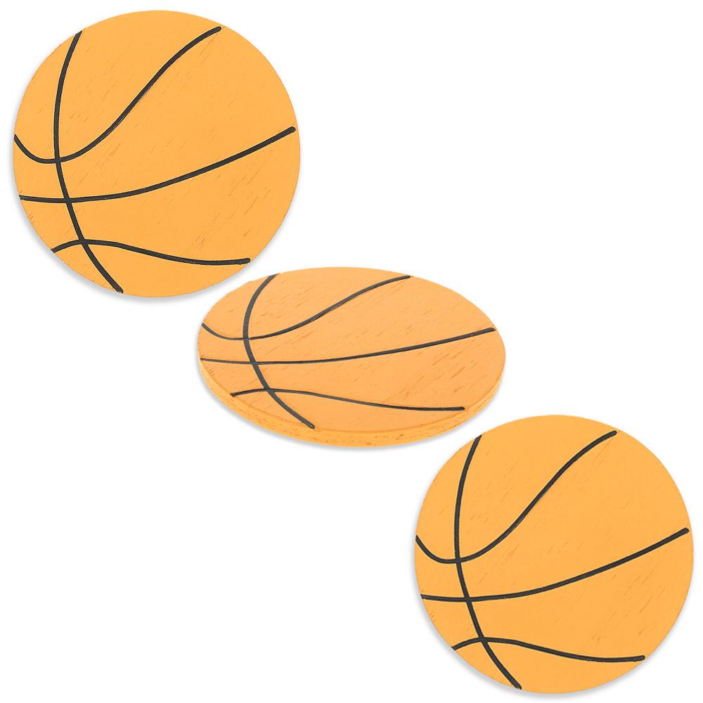 Set Of 3 Painted Finished Wooden Basketball Shapes Cutouts Diy Crafts 3.25 Inches