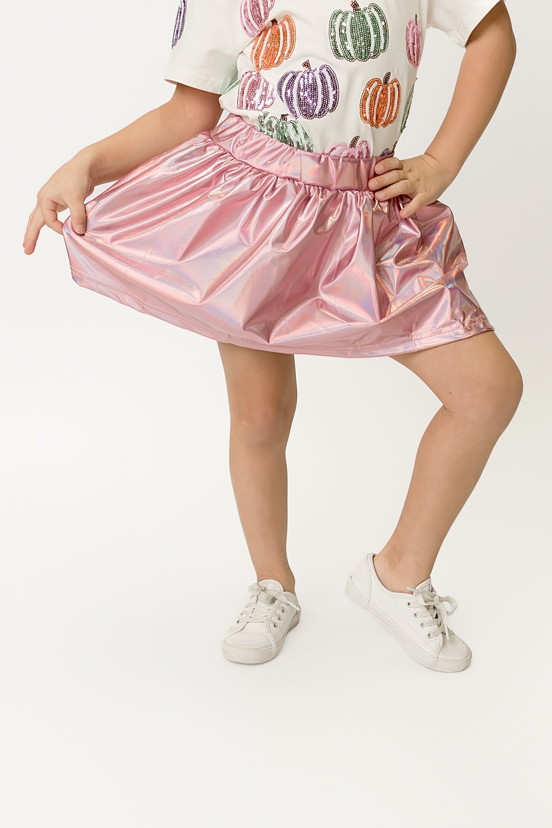 Kids' Metallic Skort - Light Pink