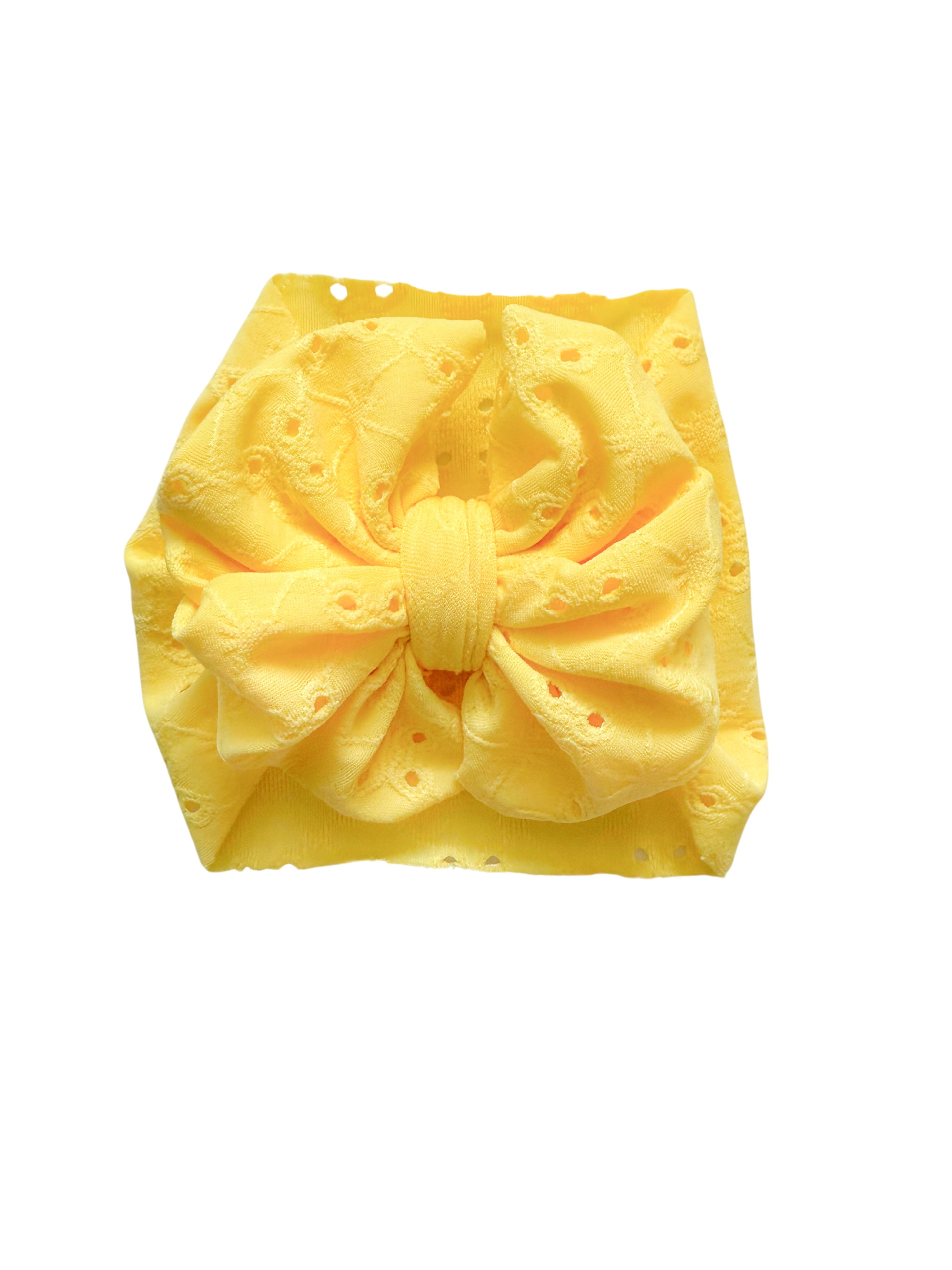 Eyelet Headwrap Bow- Yellow