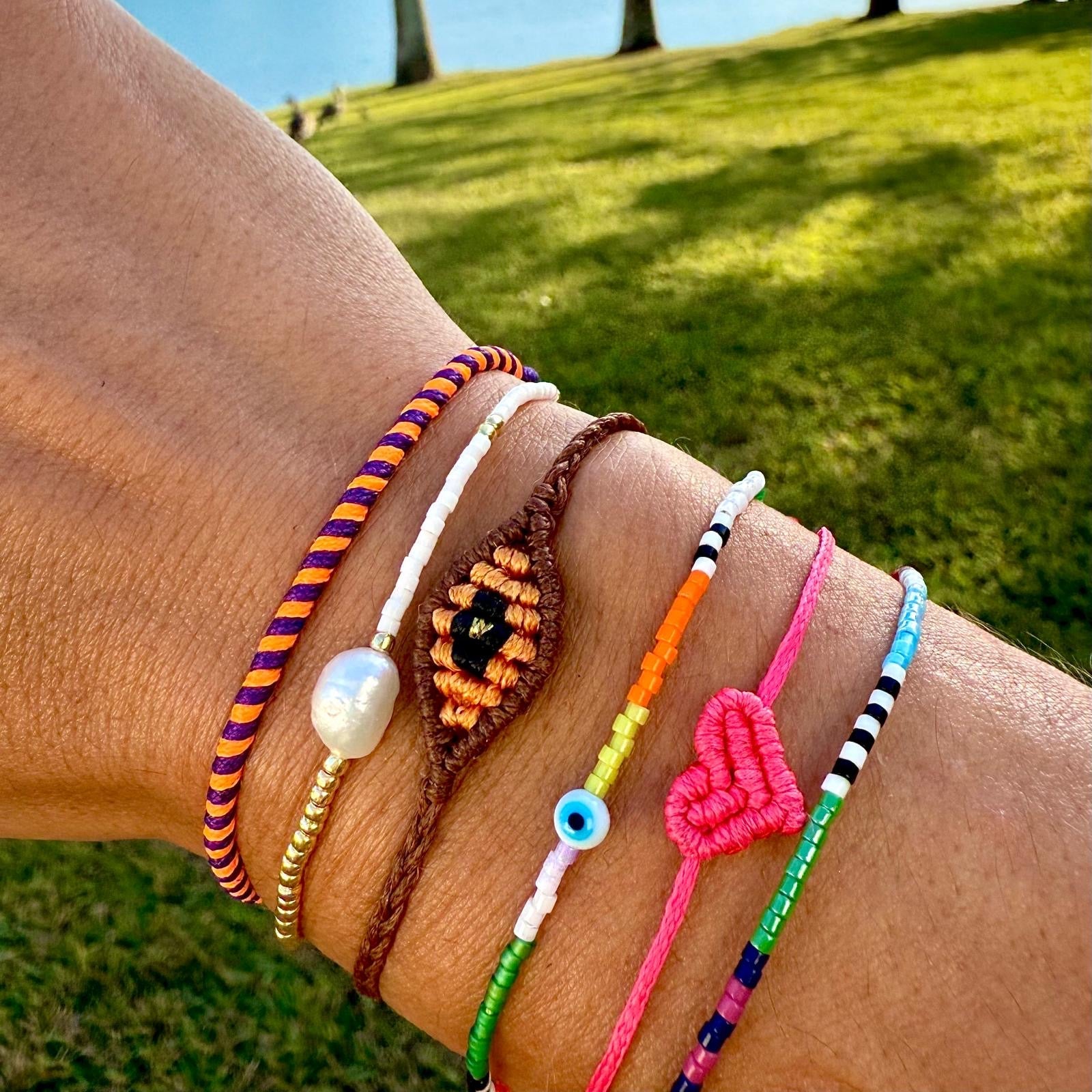 Small Mocha Evil Eye Bracelet