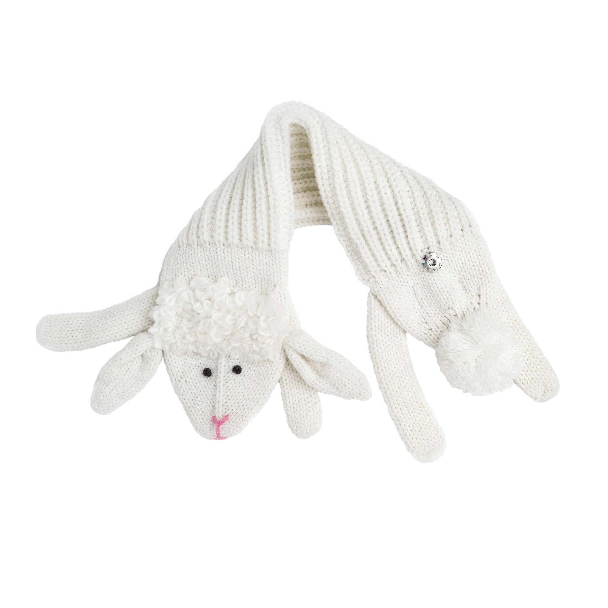 Kids Baby Lamb Knitted Neck Scarf - Pure White (age 4-12y)