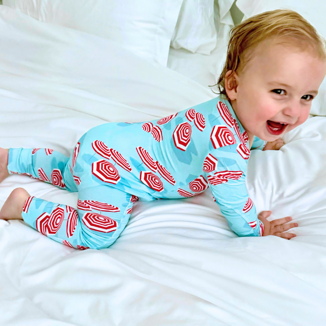 Amalfi Coast Red Beach Umbrella Zippered Romper