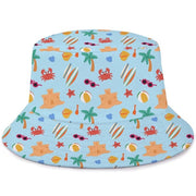 Ice Cream & Beach Print Bucket Hat For Kids | Summer Baby Bucket Hat |