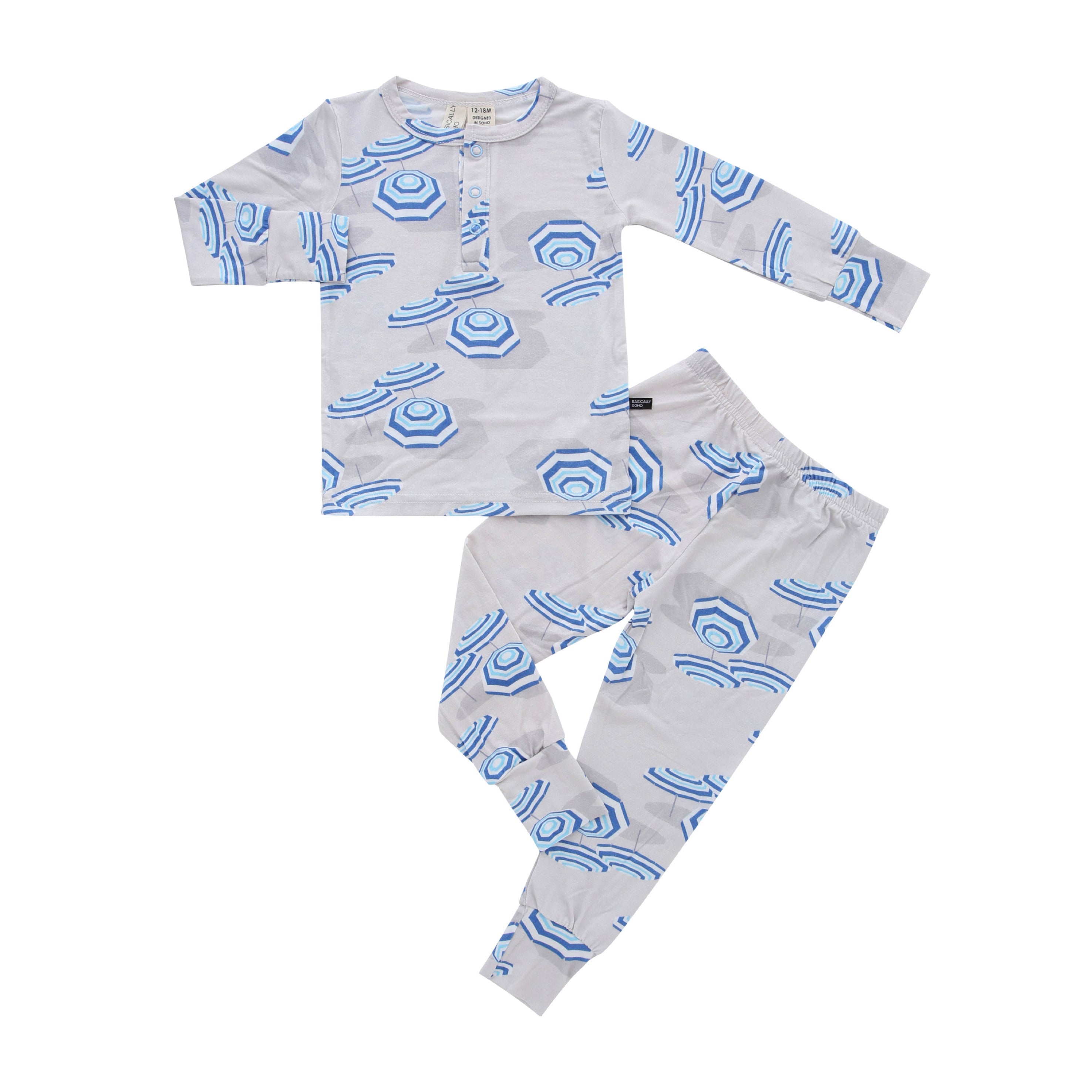 Amalfi Coast Beach Umbrella Navy Gray Two-piece Set