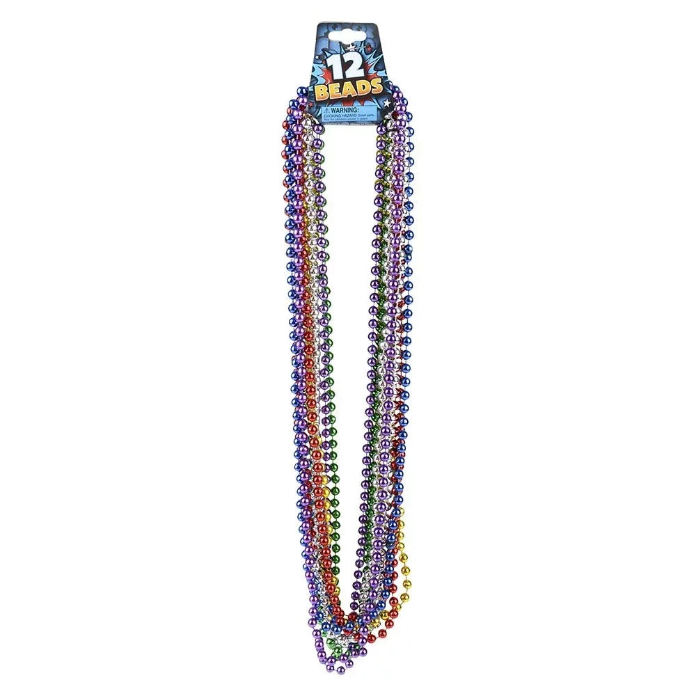 Mardi Gras Metallic Beads - 1 Dozen