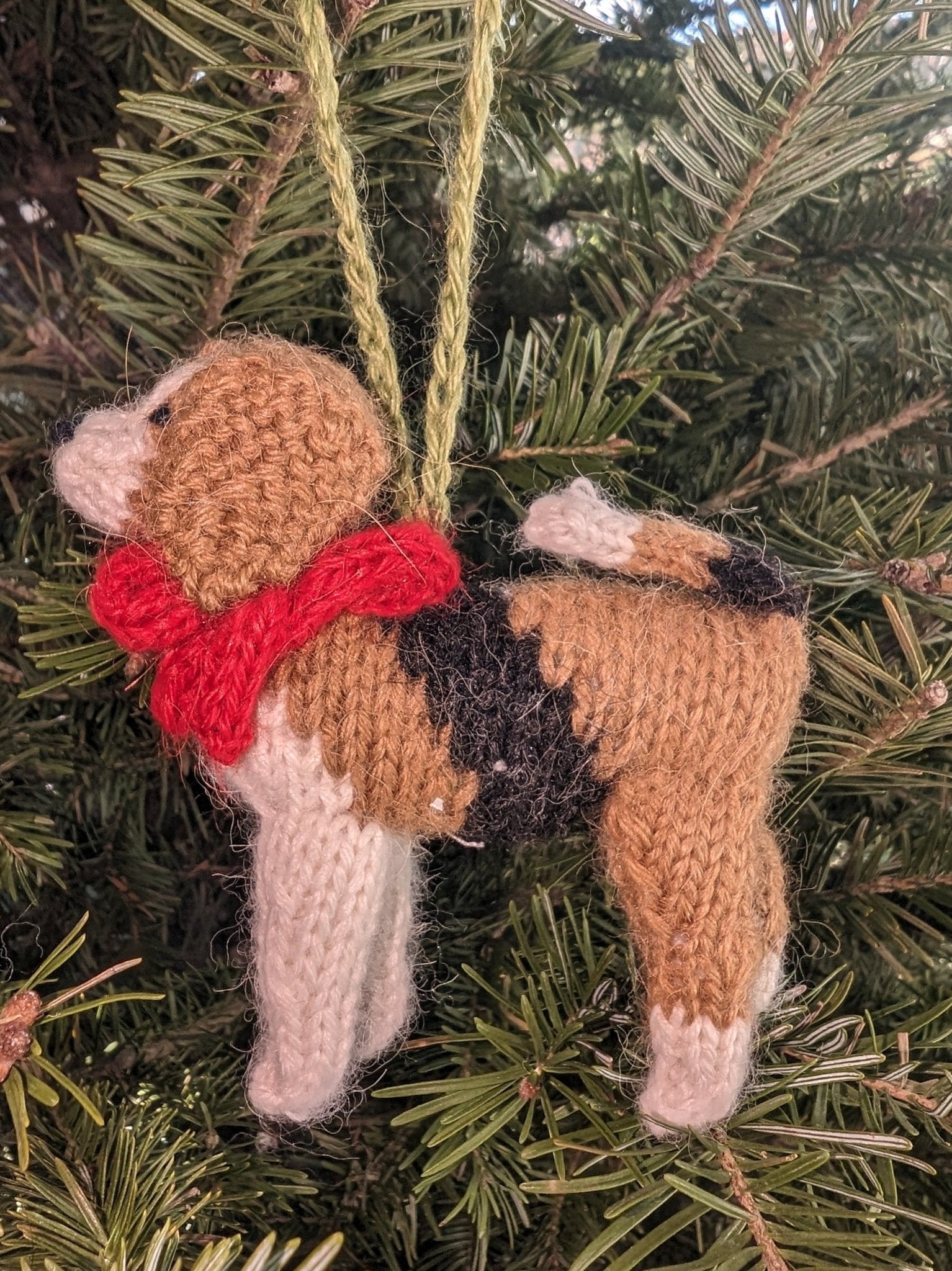 Beagle Hand Knit Christmas Ornament