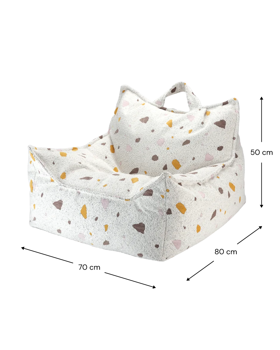 Terrazzo Marble Beanbag Chair And Ottoman Set