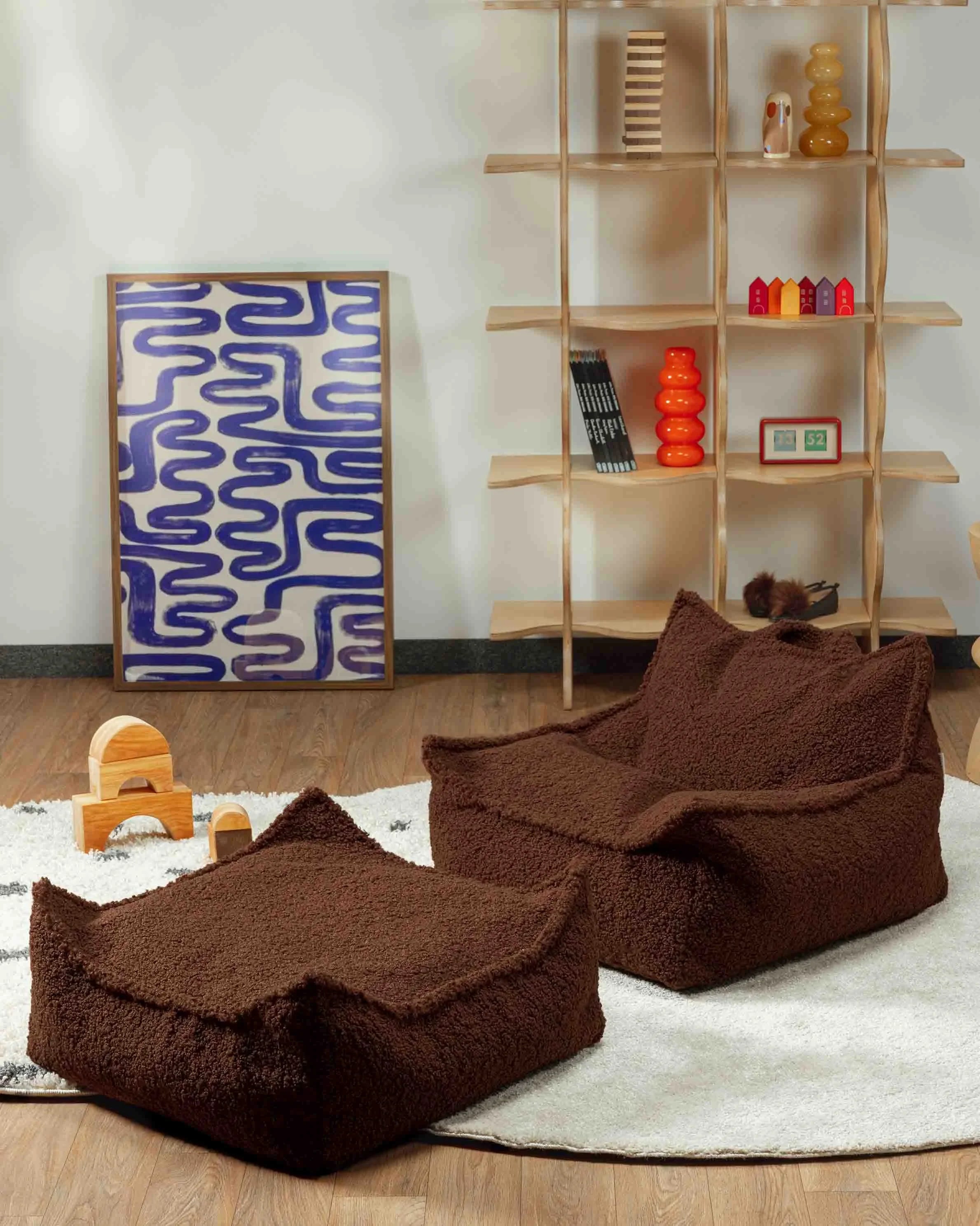 Warm Hazel Beanbag Chair & Ottoman Set