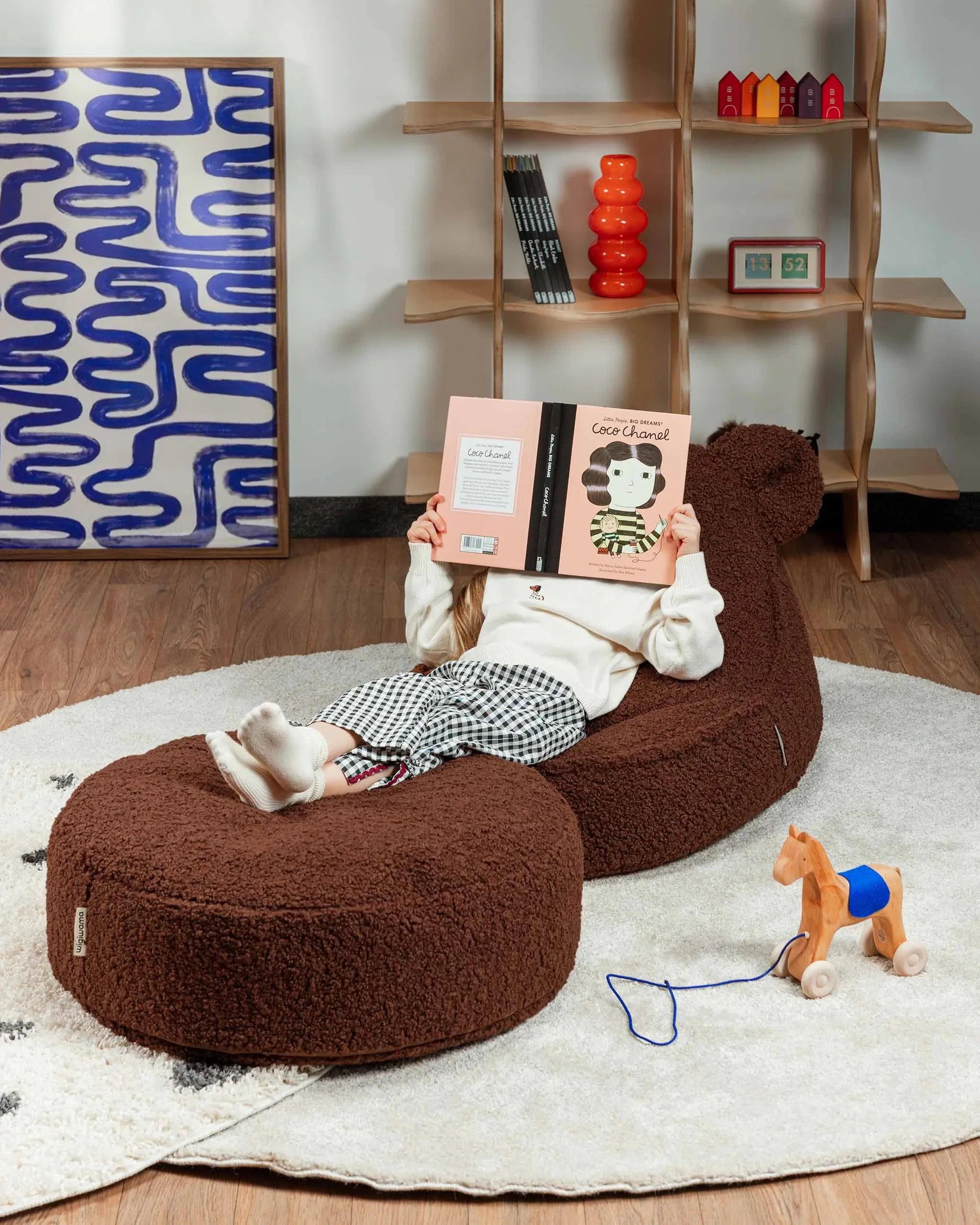 Warm Hazel Bear Beanbag & Ottoman Set