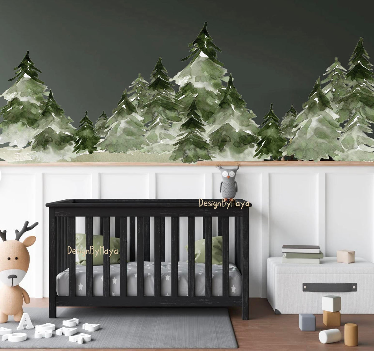 Woodland Pine Trees - Fabric Nursery Wall Art Decals