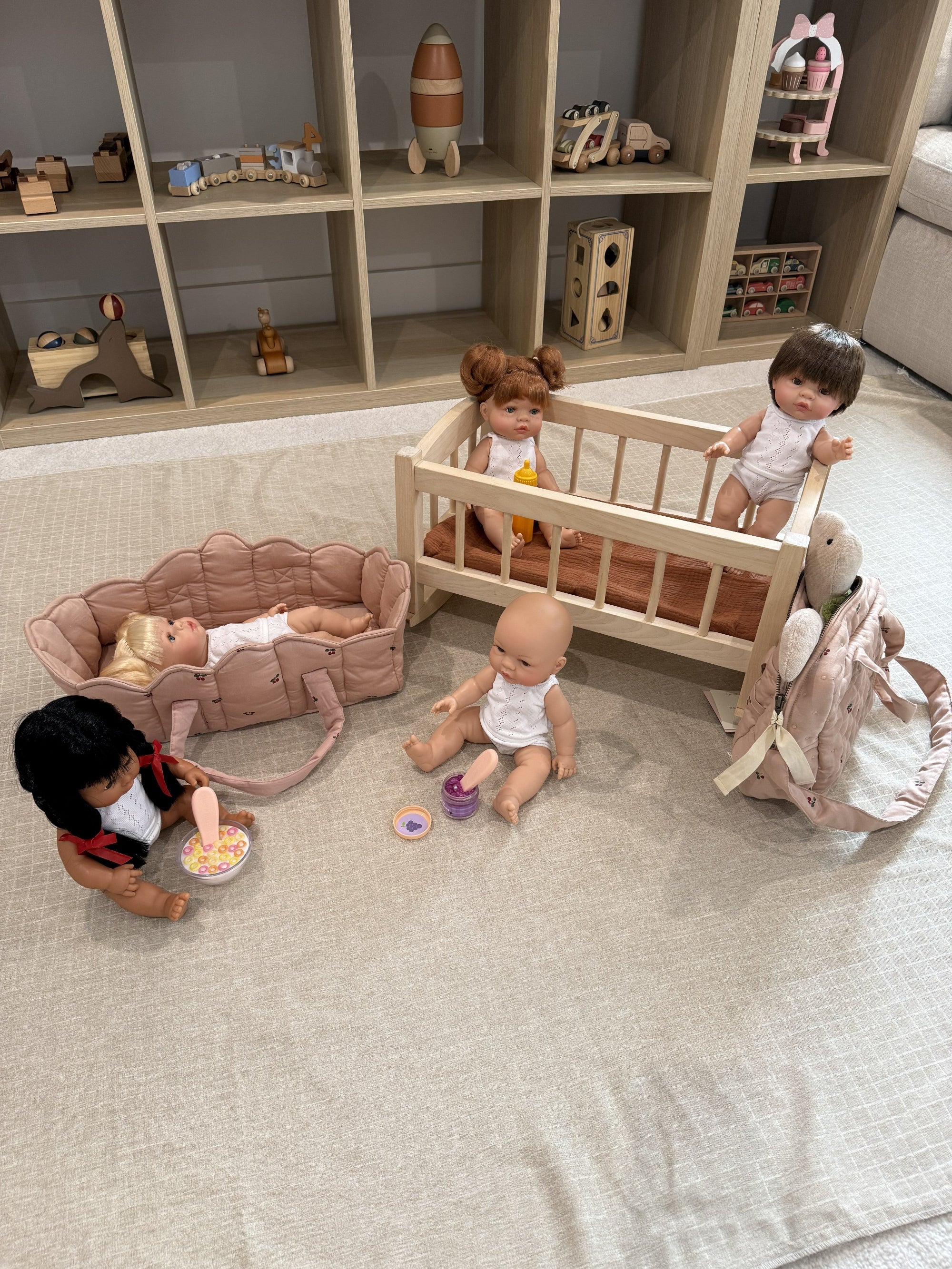 Bebenita | Wooden Baby Doll Cradle Bed In Natural Birch