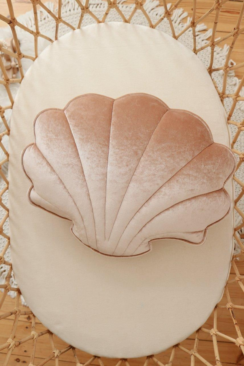 Velvet Beige Pearl Shell Pillow