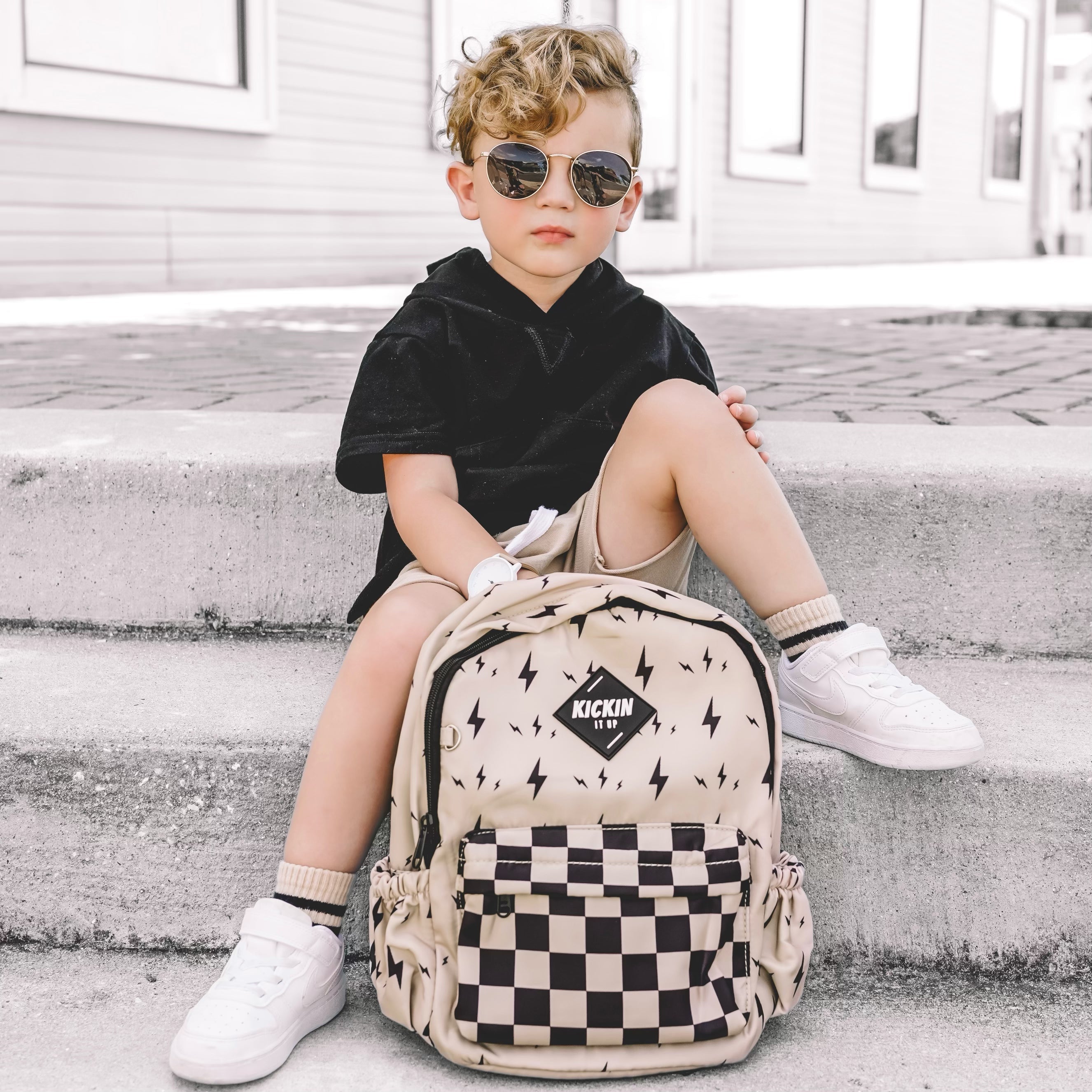 Beige Bolt Mid-size Backpack