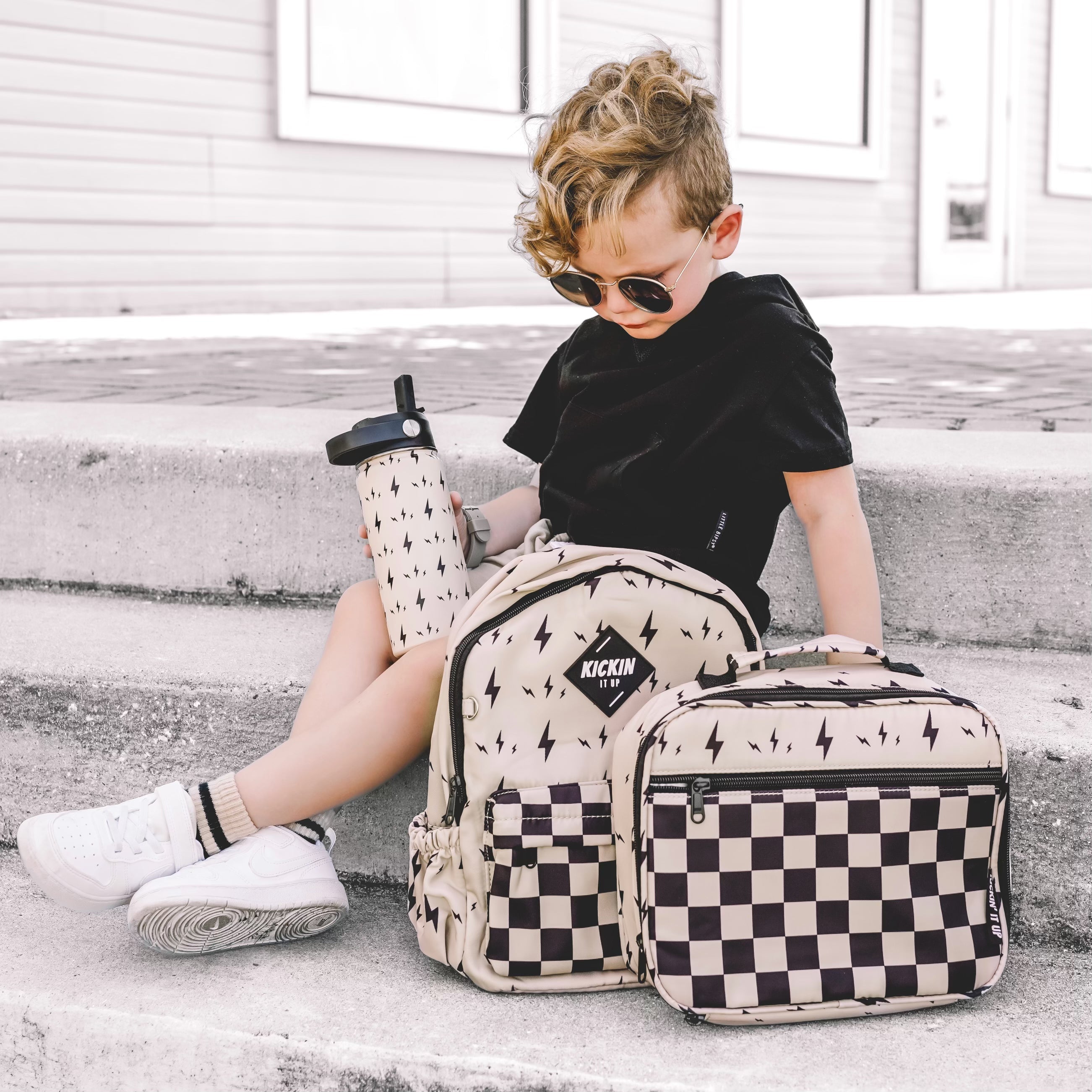 Beige Bolt Mid-size Backpack