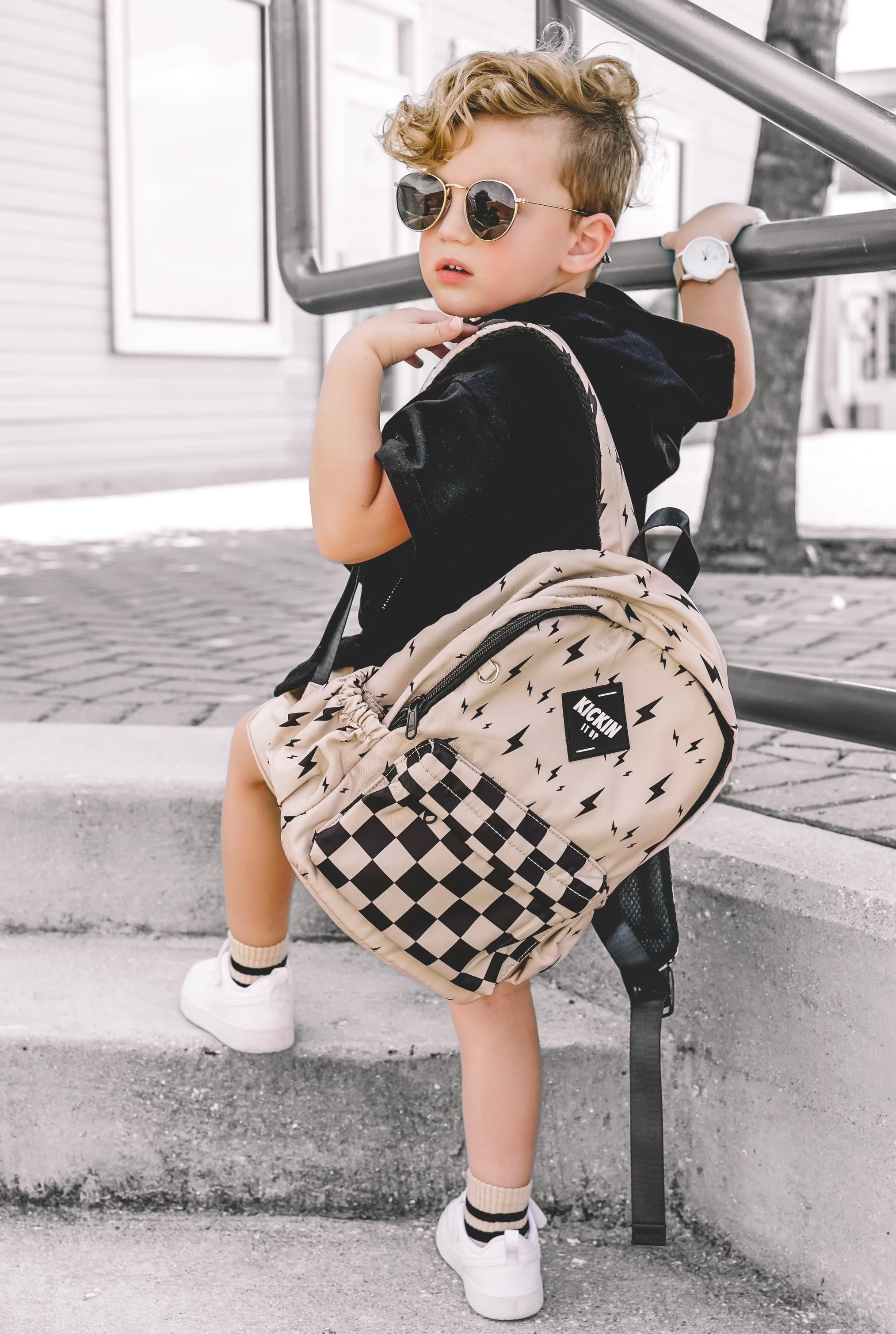 Beige Bolt Mid-size Backpack