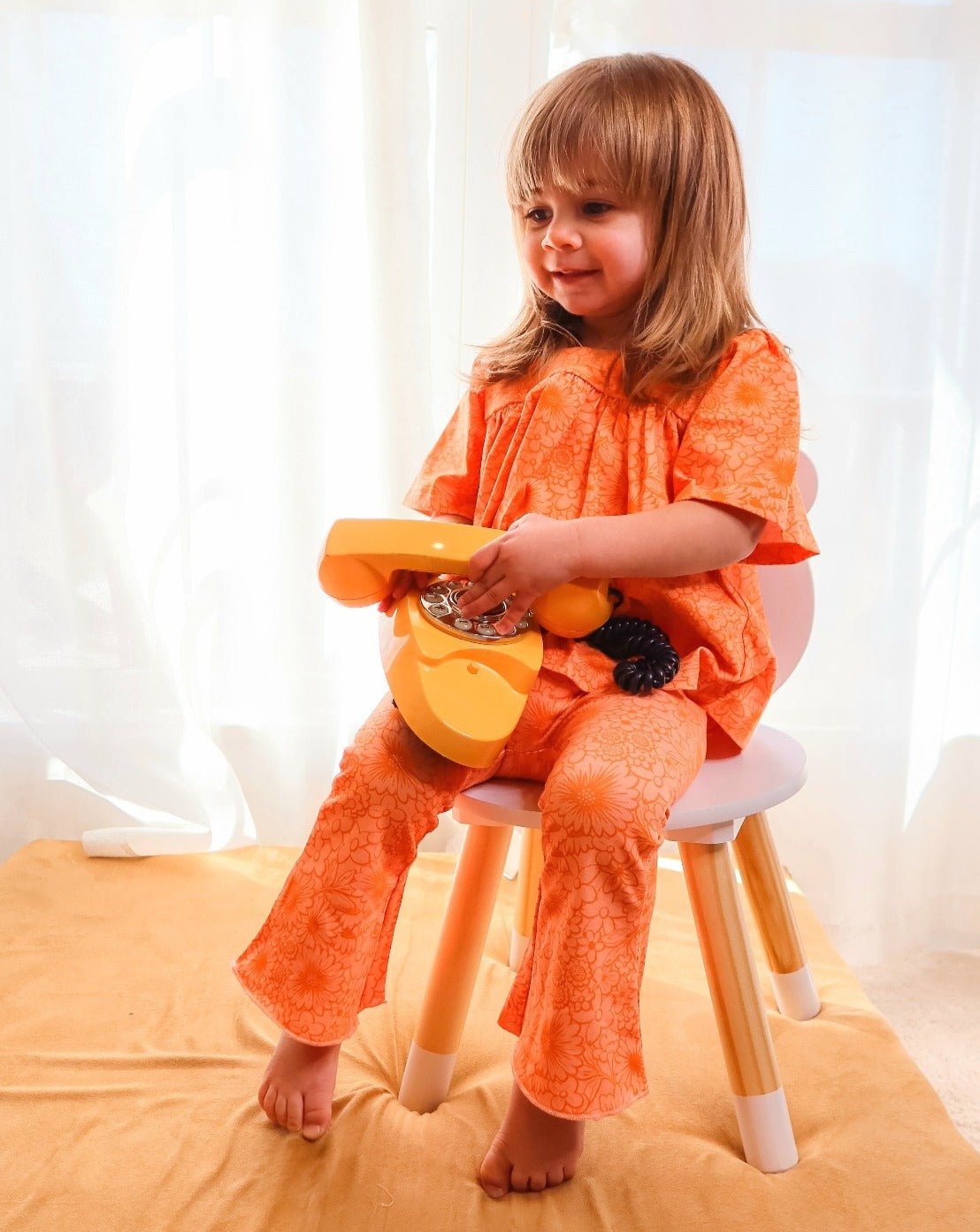 Bell Sleeve Top In Pink And Orange For Baby Toddler Girls