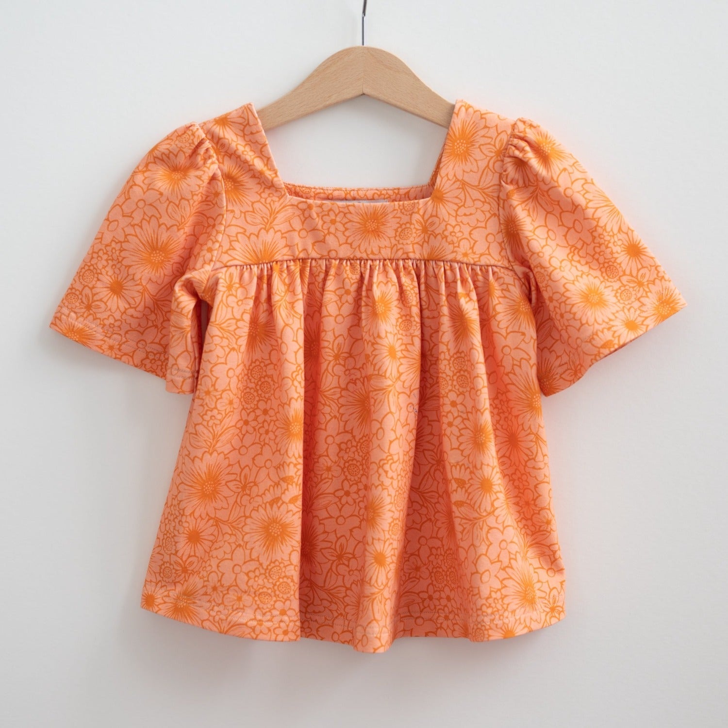 Bell Sleeve Top In Pink And Orange For Baby Toddler Girls