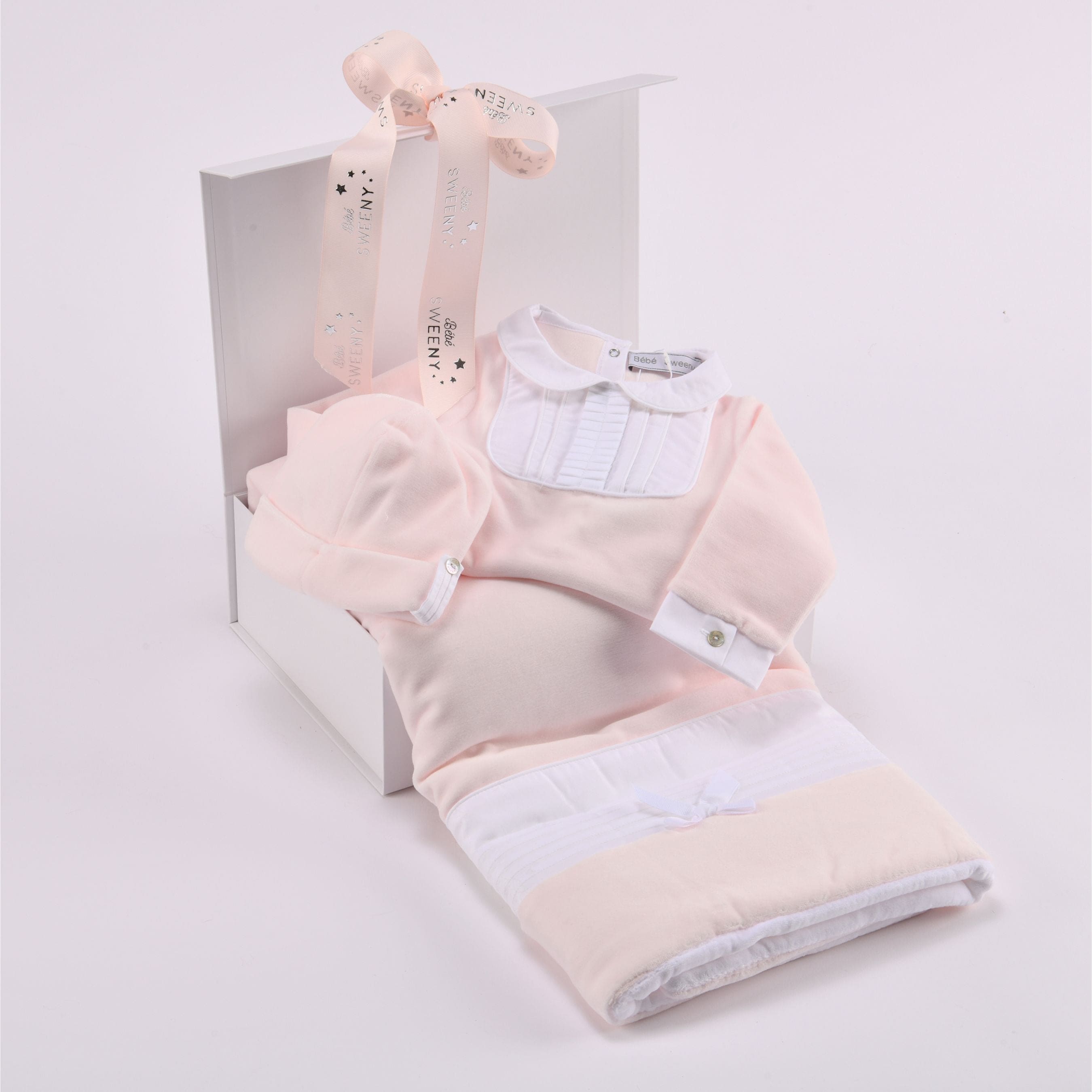 Bella | Girls Pink Velour Babygrow Gift Set (3)