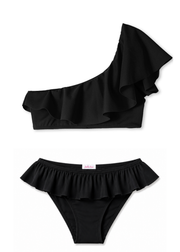 Black Ruffle One Shoulder Bikini