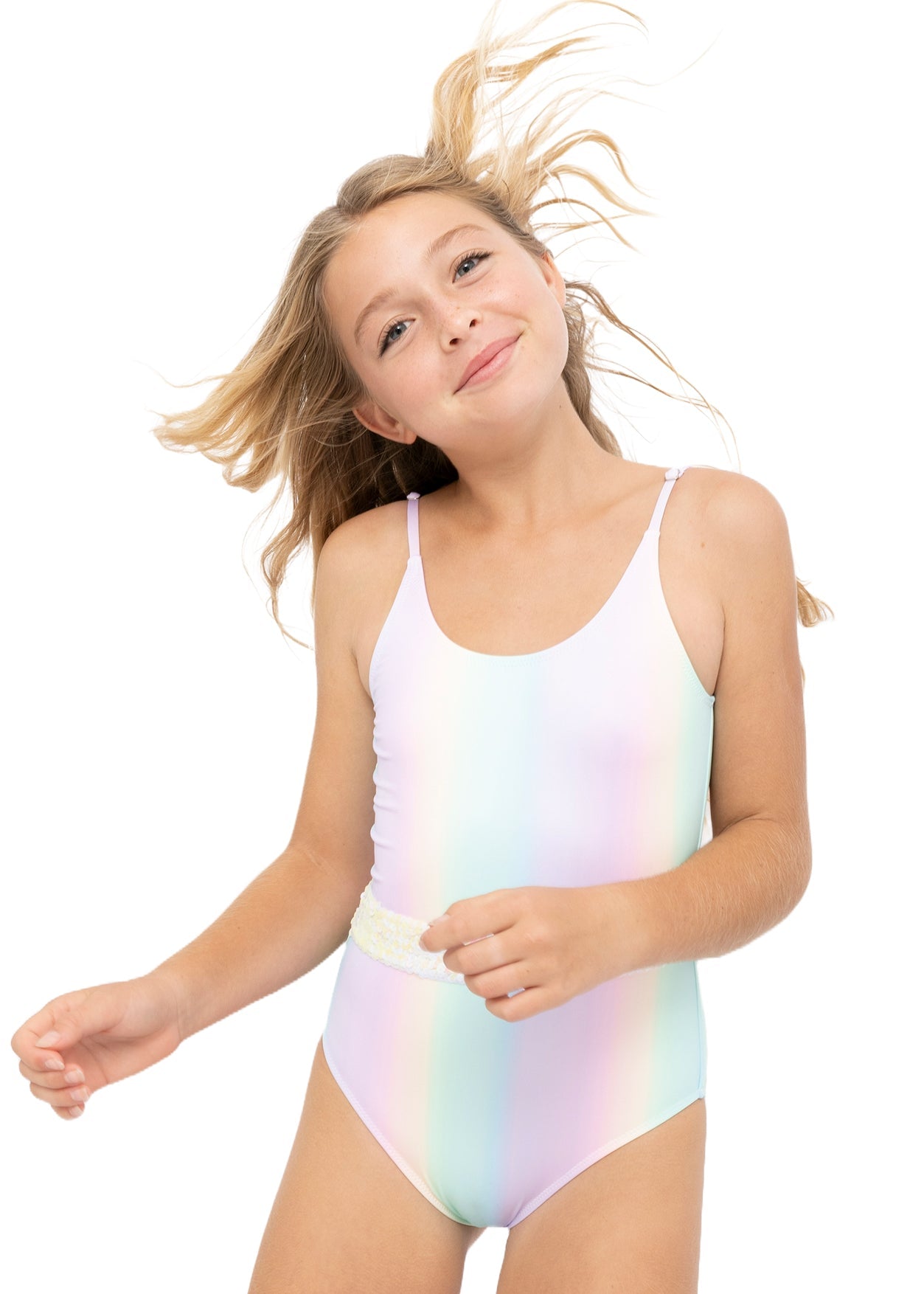 Rainbow Adjustable Straps Swimsuit