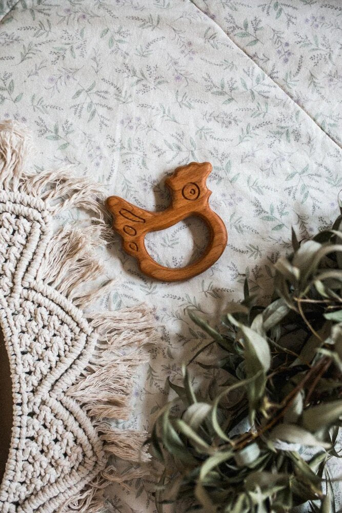 Organic Wooden Teether Toy Chicken